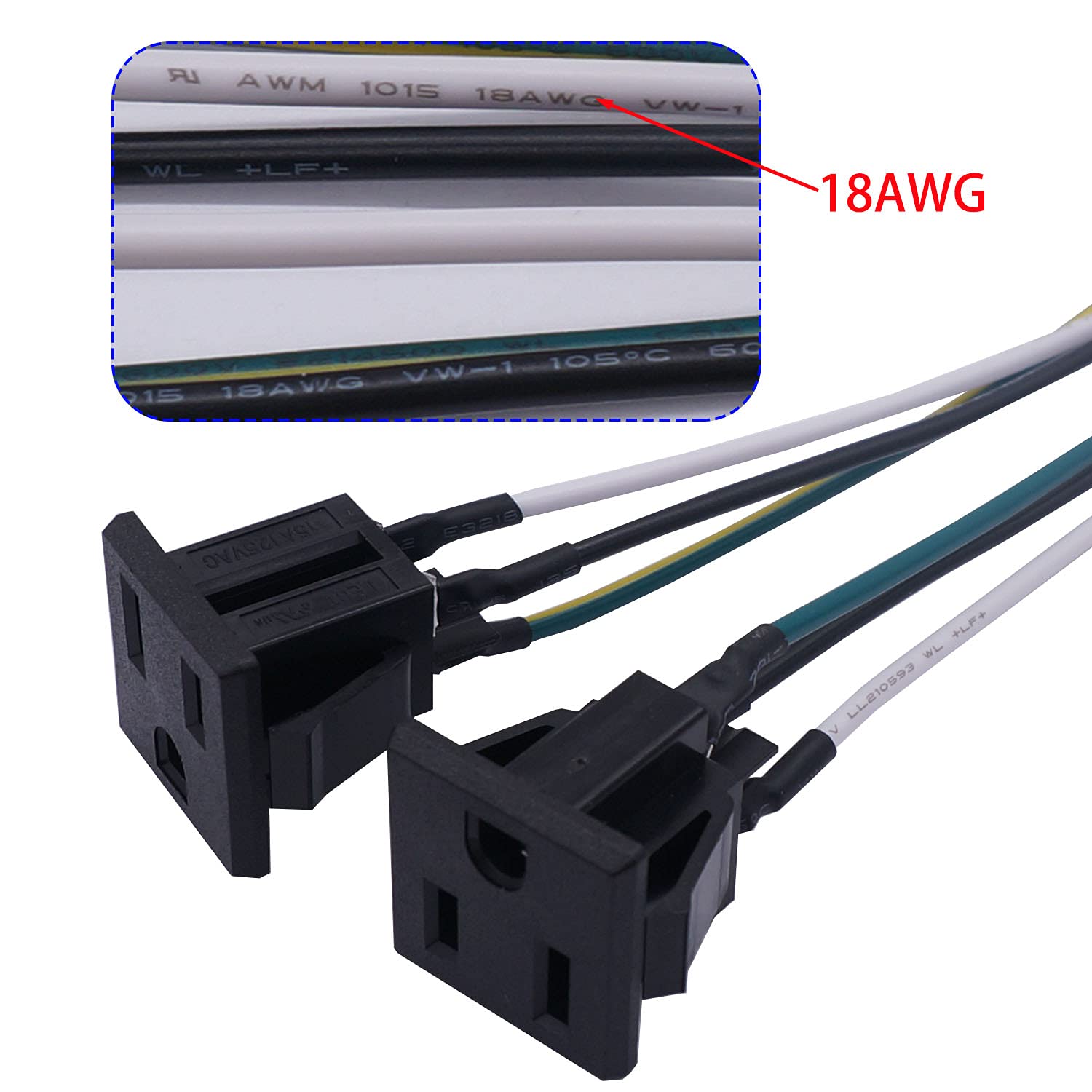 Weideer 3Pcs 3 Pins Us Power Socket Plug Panel 15A 125V Ac Panel Mount Outlet Industrial Plug Female Connectors Adapter With 18A