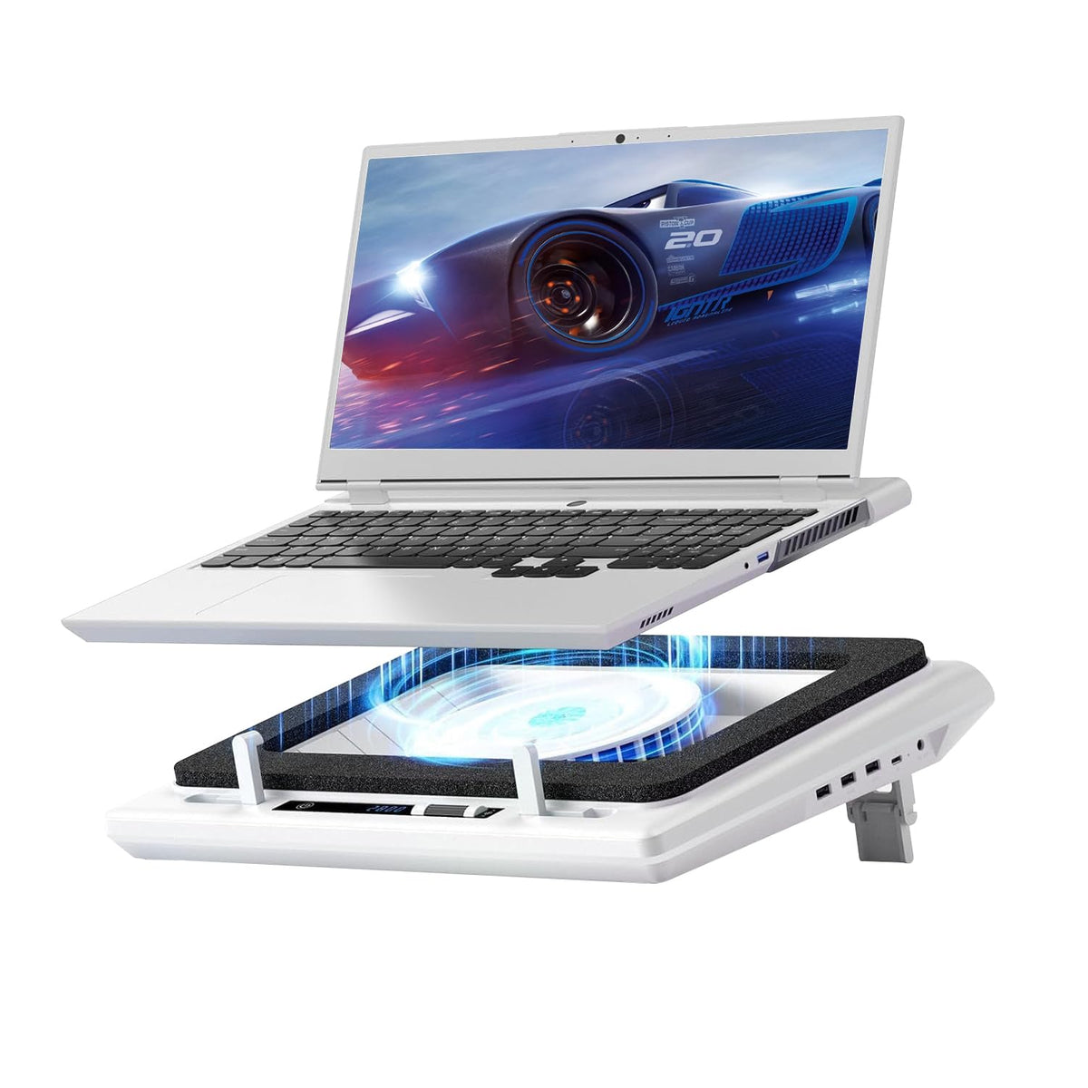 Llano Laptop Cooling Pad, Gaming Laptop Cooler With Powerful Turbo Cooling Fan(5.5Inch Diameter), Infinitely Variable Speed, Tou