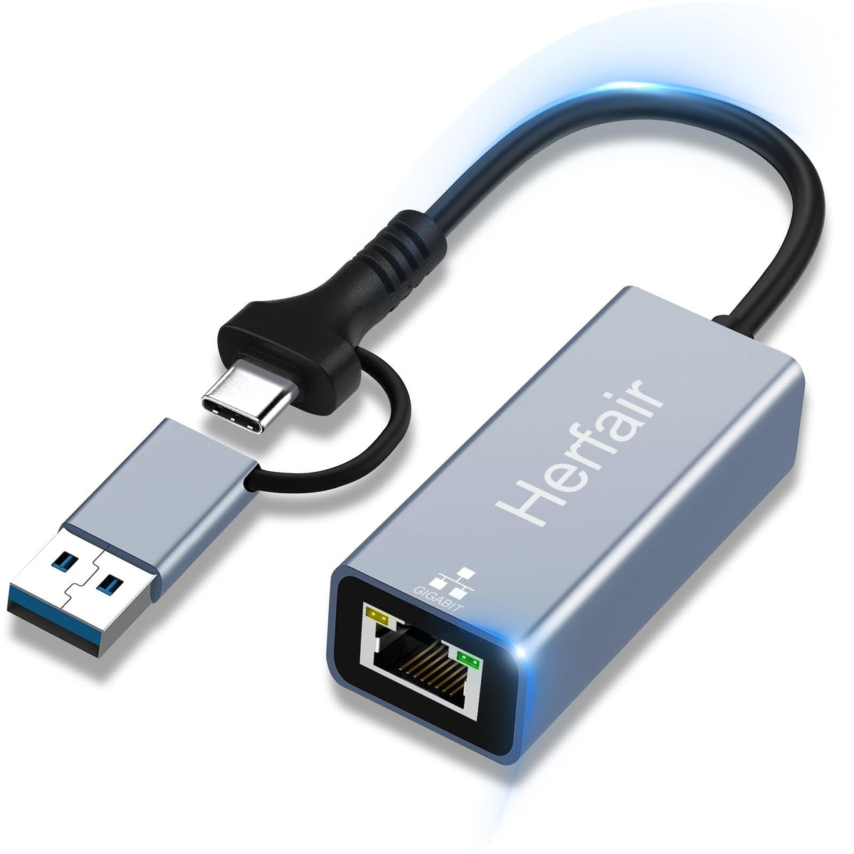 Usb To Ethernet Adapter Usb C Ethernet Adaptor For Laptop 1000Mbps Gigabit Usb To Rj45 Network Converter Compatible With Chromec