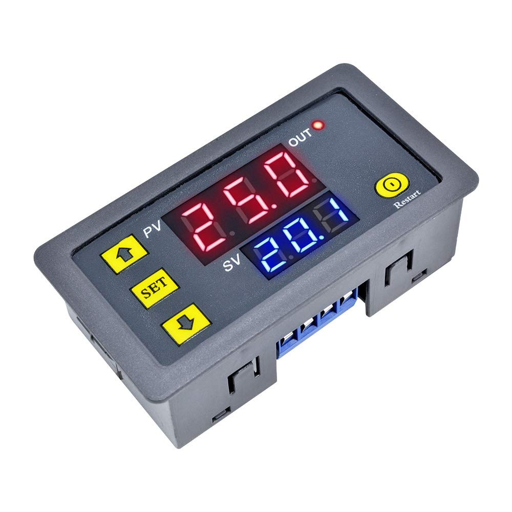 2Pcs Timer Delay Relay Programmable Cycle Timer Switch On Off Control Led Digital Display Time Relay Module (Dc12V/20A) Gray