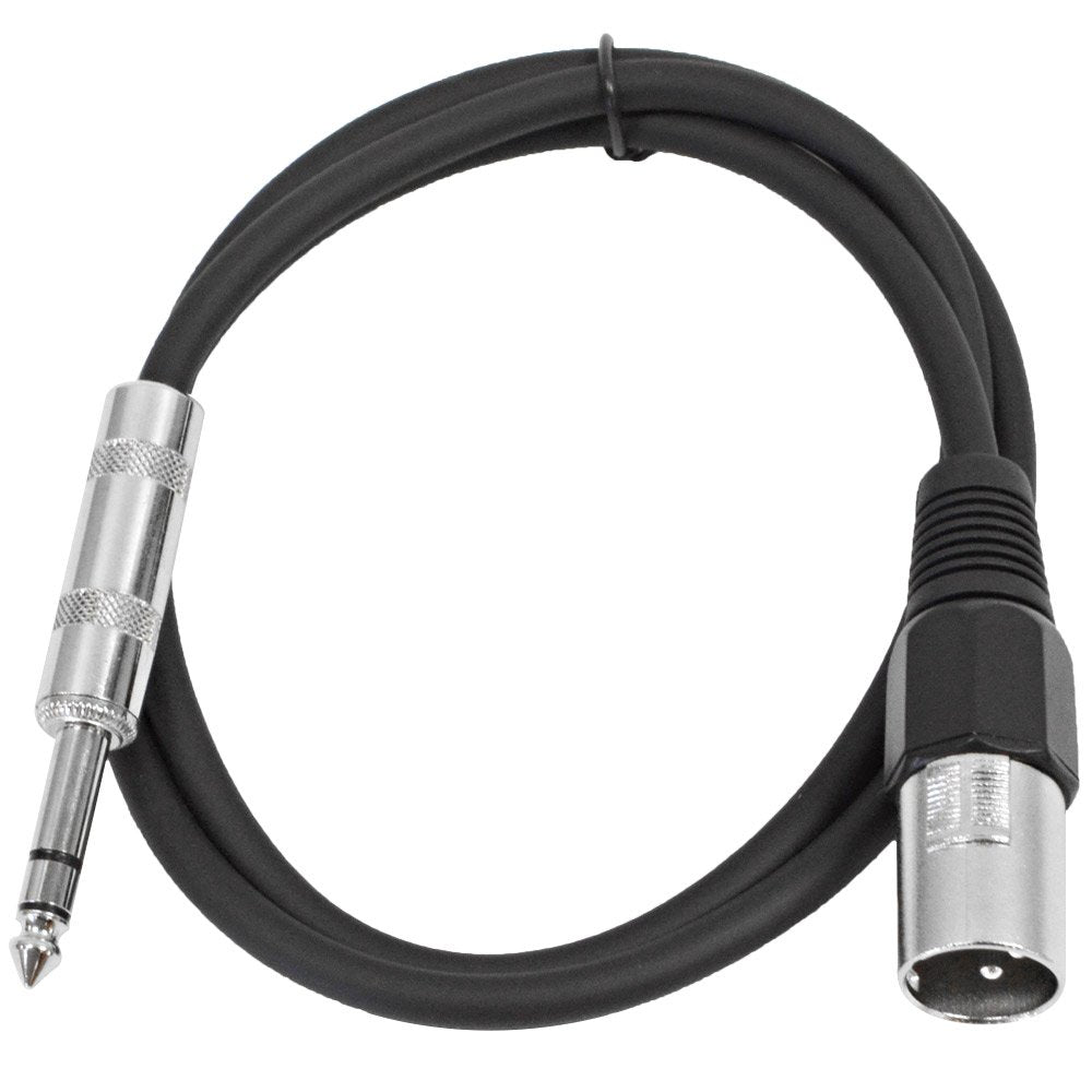 Seismic Audio Satrxl-M2Black6 2-Feet Xlr Male To 1/4-Inch Trs Patch Cable - Black