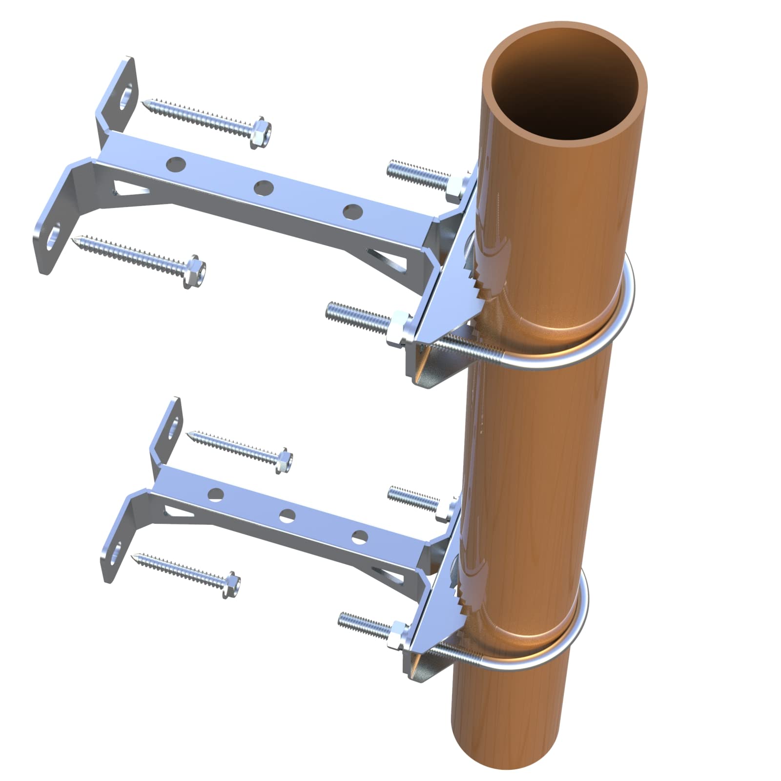 Aimeboost 2 Pcs Stainless Steel Antenna Mount Wall Mount Antenna Mast Clamp V Jaw Bracket Accessories Kit [ Without The Pole ] F