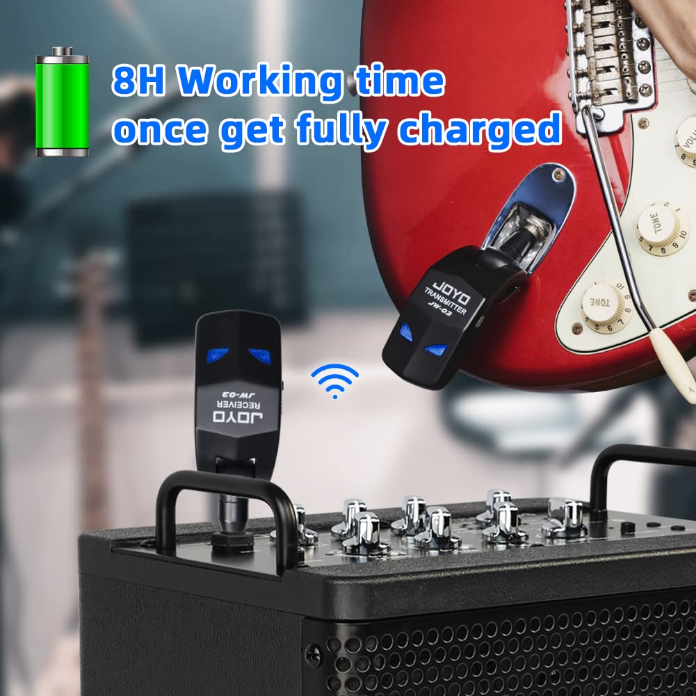 Joyo 2.4Ghz Wireless Guitar System 4 Channels Rechargeable Audio Wireless Transmitter Receiver For Guitar Bass Electric Instrume