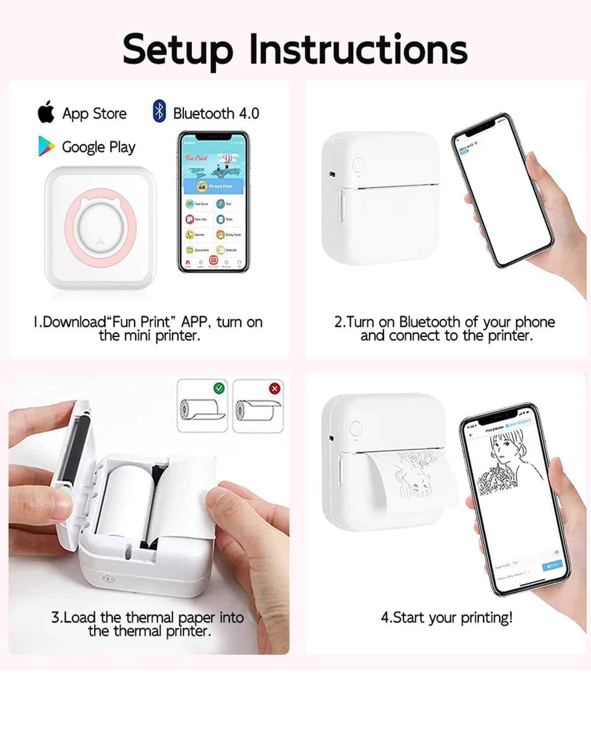 Hersaul Mini Printer Sticker Paper, 10 Rolls Thermal Printer Sticker Paper 57 X 25Mm, Printable Sticker Paper For Mini Printer P