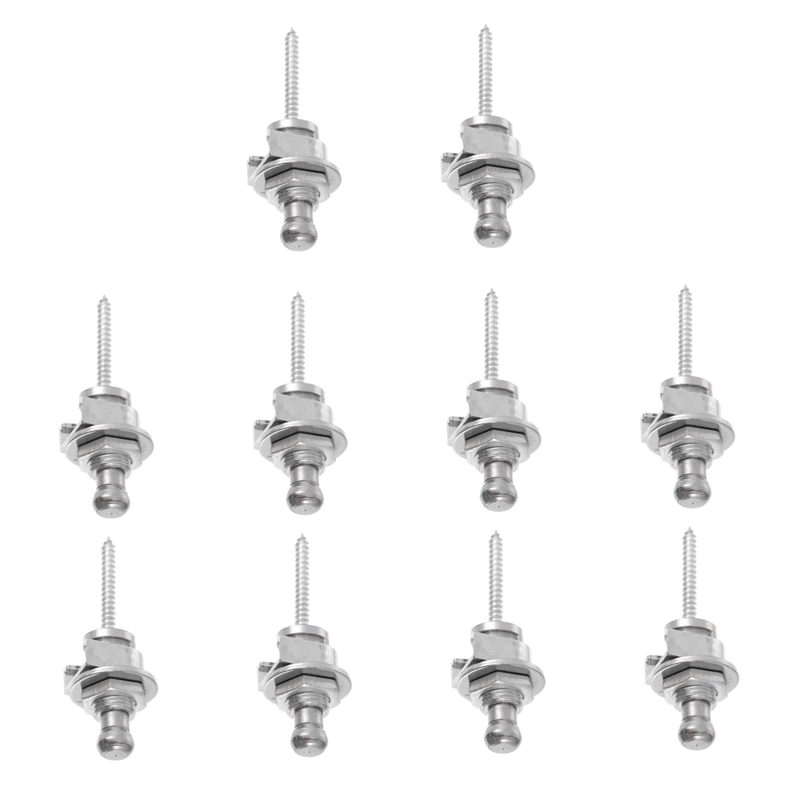 TOGEVAL 10pcs Guitar Strap Buttons Instrument Lock for Electric and Bass Guitars Silver  Design Easy Installation Compatible In