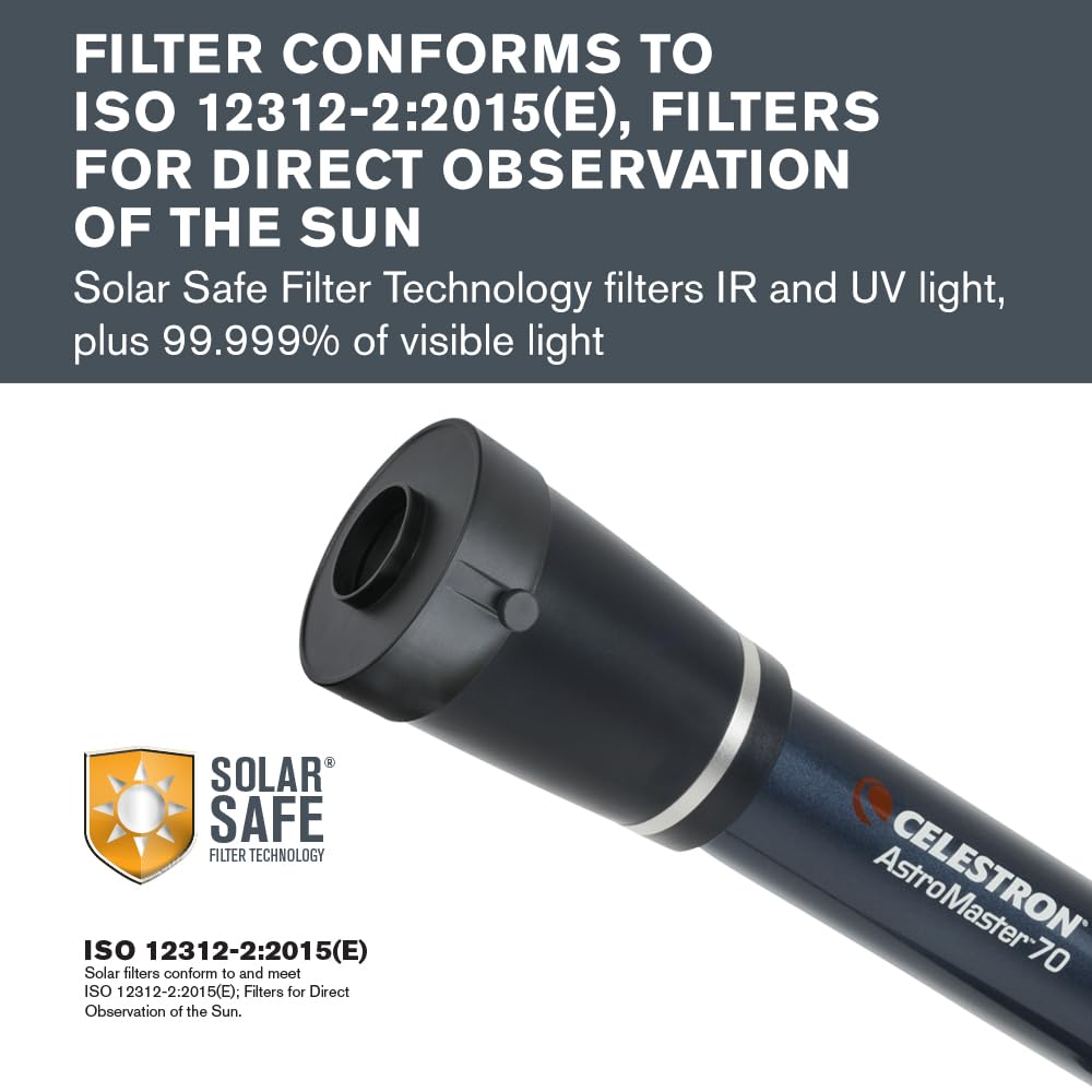 Celestron   Eclipsmart Safe Solar Eclipse Telescope Filter   Meets Iso 12312 2:2015(E) Standards   Works With Existing 70Mm Az &