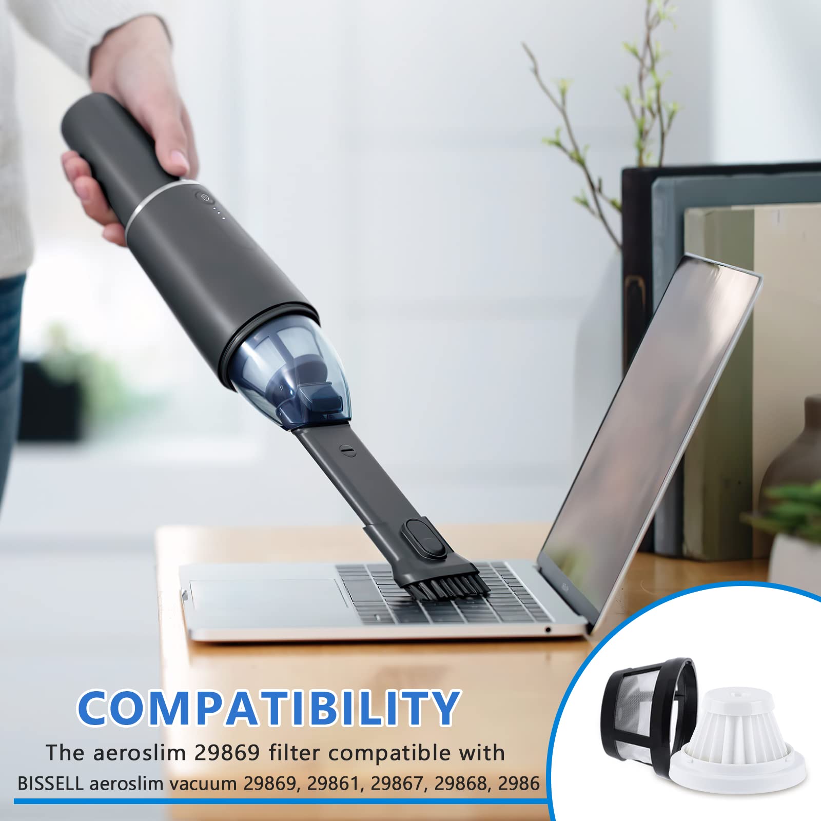 Keepow Vacuum Filter Replacement Compatible With Bissell Aeroslim Cordless Handheld Vacuum 29869, 29861, 29867, 29868, 2986, Par