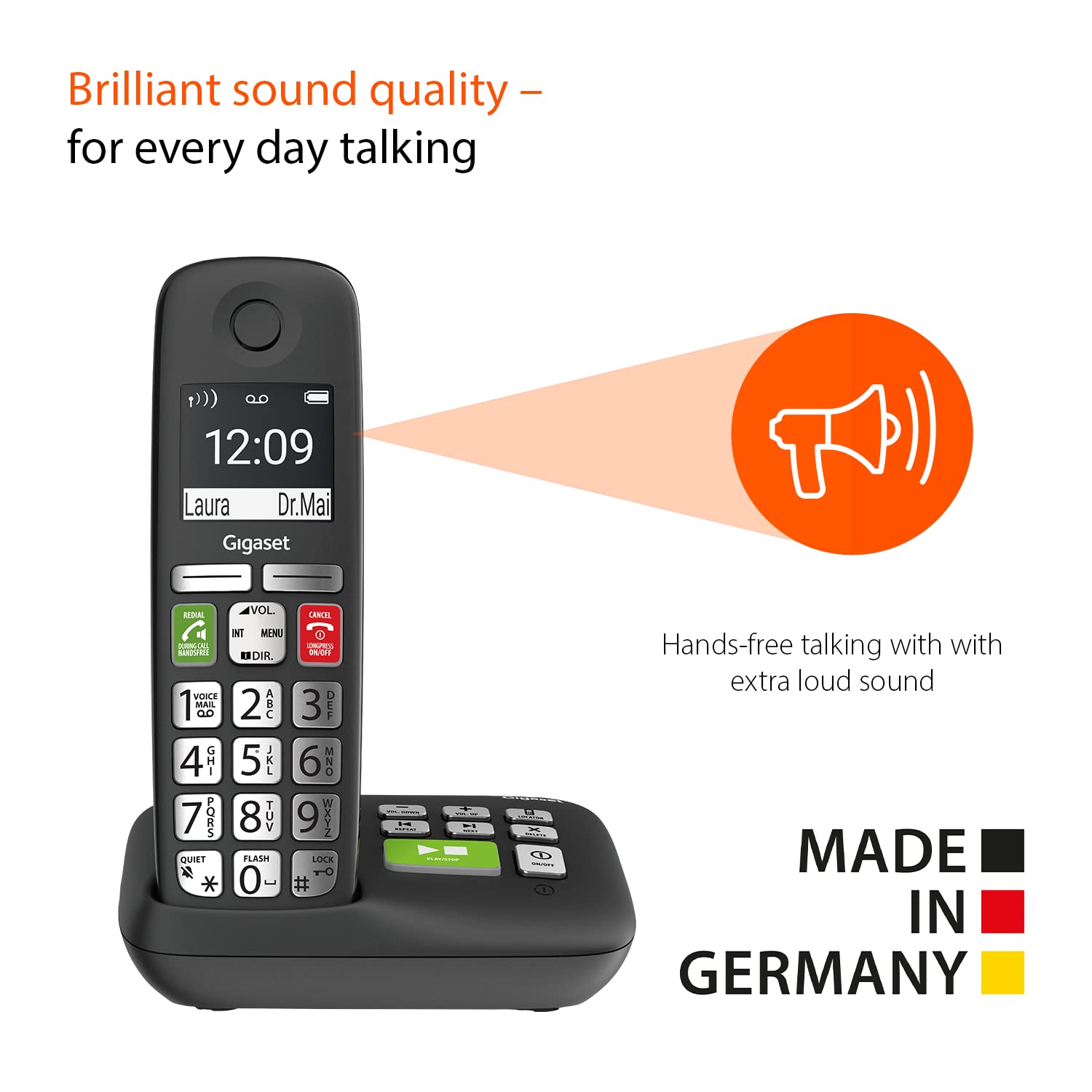 Gigaset E295A - Cordless Big Button Phone - Made In Germany - Big 2    Display - Extra Large Keys And Easy Usability - Call-Bloc