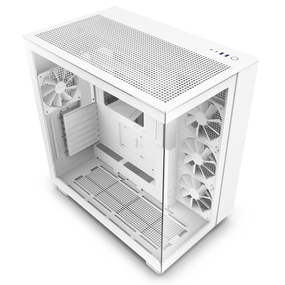 NZXT H9 Flow Dual-Chamber ATX Mid-Tower PC Gaming Case - High-Airflow Perforated Top Panel - Tempered Glass Front & Side Panels 