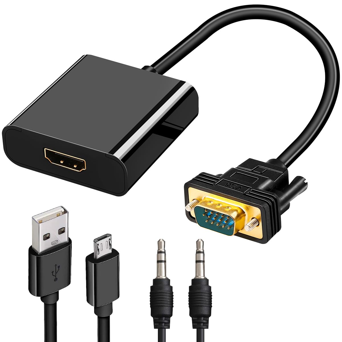Vga To Hdmi Adapter Converter 15 Pin D Sub To Hdmi Converter 1080P Full Hd Vga Source Output To Hdmi Host Input Video Dongle For Monitor, Laptop, Hdtv, Pc (Vga Output To Hdmi Input, Irreversible)