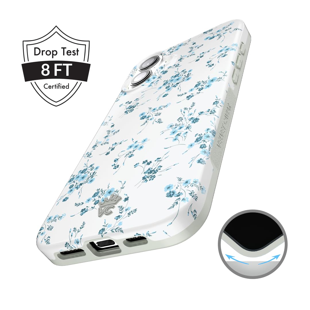 Velvet Caviar For Iphone 16 Plus Case Cute Coquette Flowers   Compatible With Magsafe [8Ft Drop Tested]   French Blue Floral