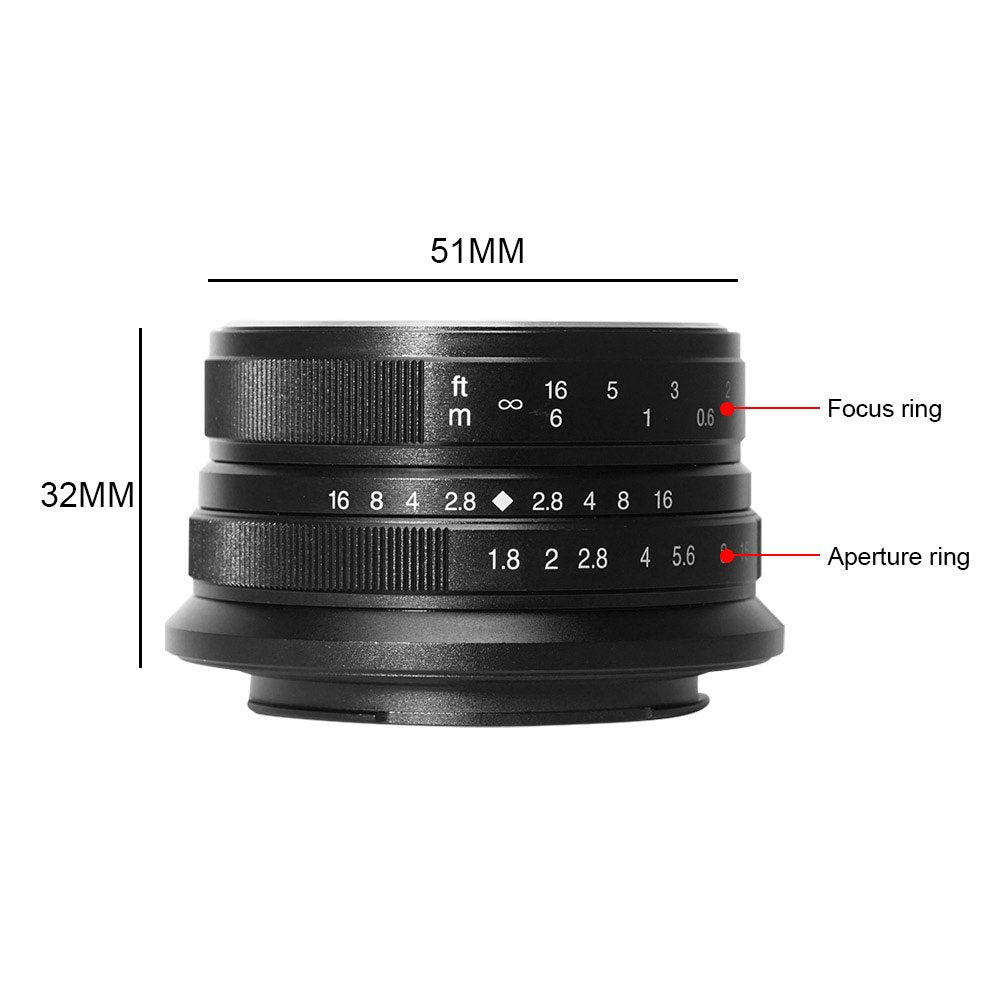 7Artisans 25Mm F1.8 Aps-C Large Aperture Manual Focus Fixed Lens For Olympus And Panasonic Micro Four Thirds Mft M4/3 Cameras -