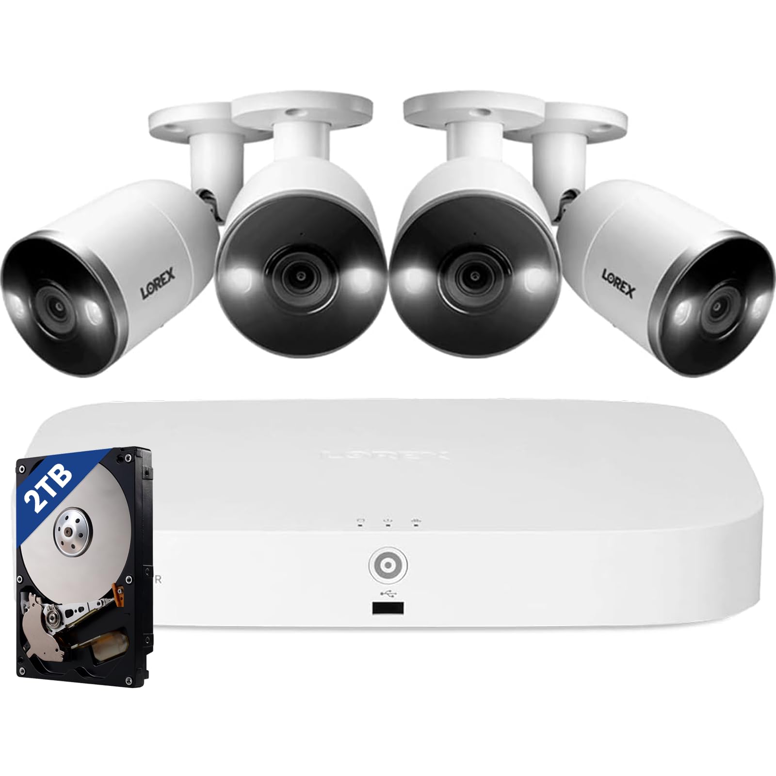 Lorex Fusion 4K Security Camera System W/ 2Tb Nvr   8 Channel Poe Wired Home Security System W/ 4 Metal Cameras   Motion Detection, Two Way Audio, Color Night Vision, Weatherproof Surveillance