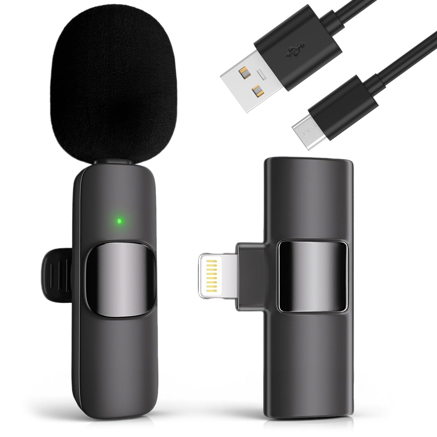 voijump Professional Wireless Microphone for iPhone, iPad, Cordless Lavalier Lapel Omnidirectional Condenser Recording Mic for V