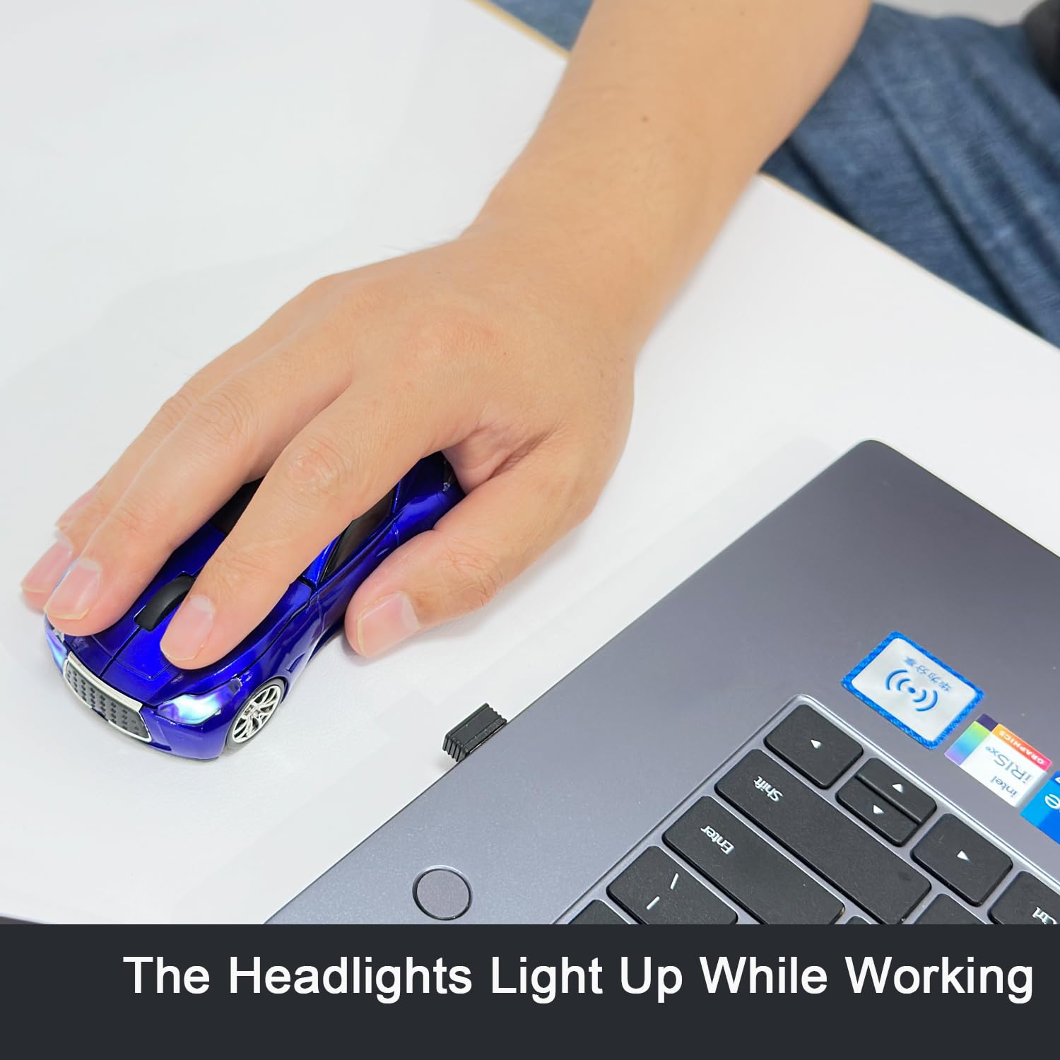 Tdrtech Wireless Car Mouse 2.4Ghz 3D Dpi 1600 Cool Sport Usb Gaming Mouse Mice For Pc Computer Laptop Notebook Blue