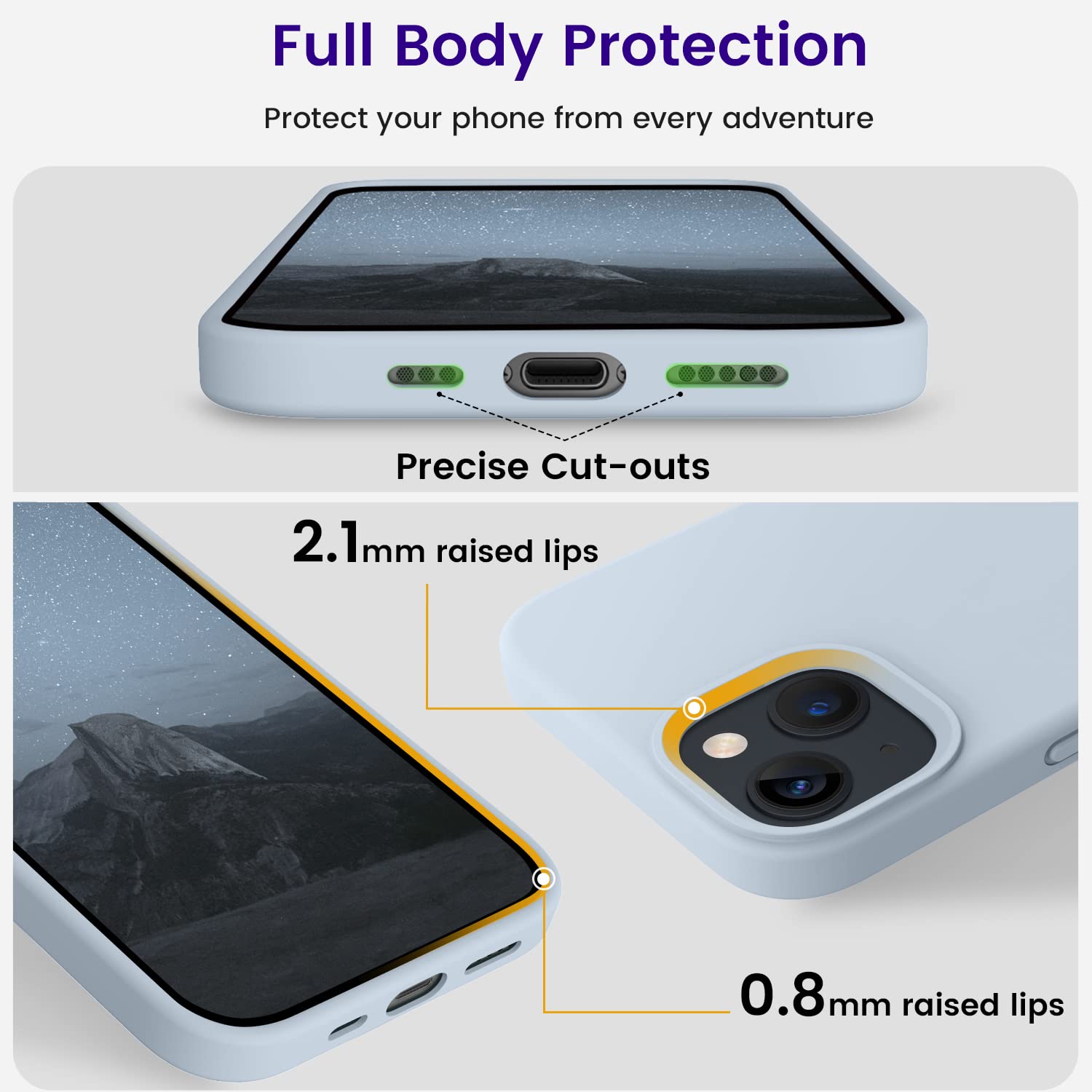 Otofly Designed For Iphone 13 Case, Silicone Shockproof Slim Thin Phone Case For Iphone 13 6.1 Inch Nattier Blue