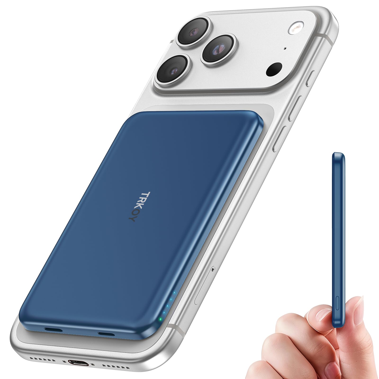 TRKOY for Magsafe Portable Charger, 5000mAh Magnetic Power Bank (Navy Blue)