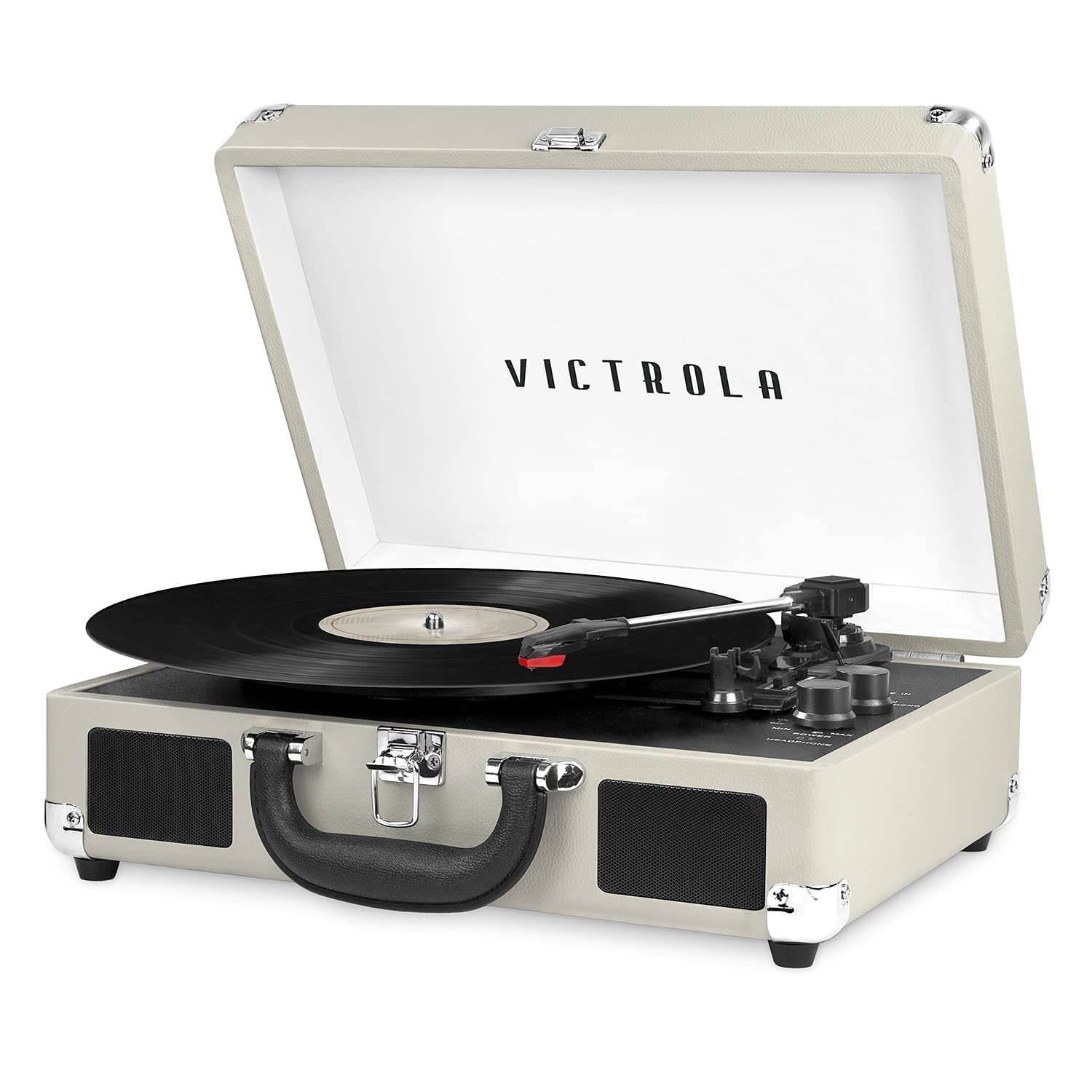 Victrola Vintage 3 Speed Bluetooth Portable Suitcase Record Player With Built In Speakers | Upgraded Turntable Audio Sound|Light
