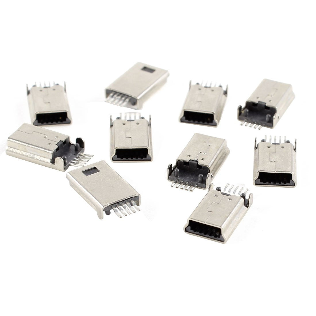Uxcell 10 Pcs Mini Usb Type B Male Socket 5 Pin 180 Degree Smt Solder Jack Connector Adapter