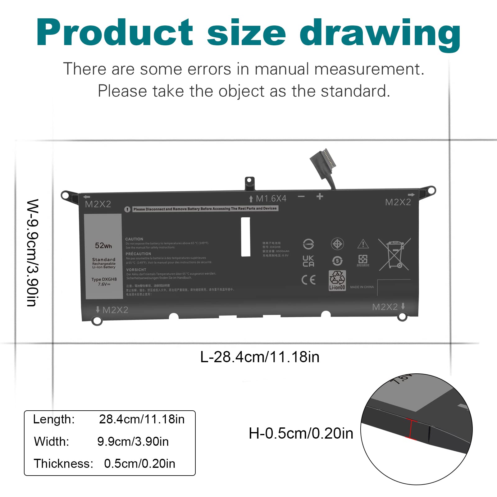 Tree.Nb Dxgh8 Battery For Dell Xps 13 9370 9380 2019 Inspiron 13 7390 7391 2 In 1 5390 5391 Latitude 3301 E3301 Vostro 5390 5391