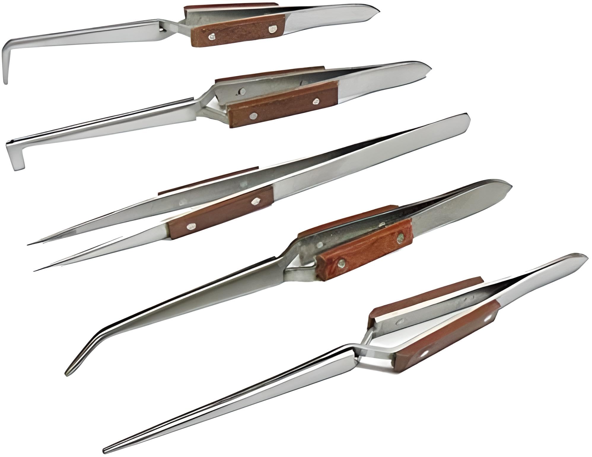 Fiber Grip Tweezers Jewelry Hobby Craft Soldering Fiber Grip Cross Locking Set Bent And Straight Tip 5 Pcs By Jts