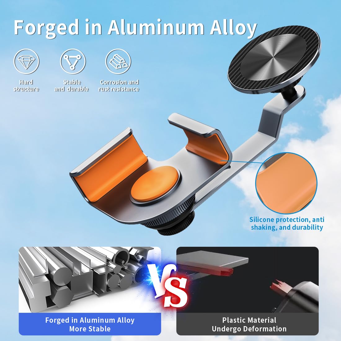 Ilgnimz Aluminum Alloy Tesla Phone Mount?Ultra-Strong Magnetic Base? Foldable Hidden Car Mount For Tesla Model 3/Y/Cybertruck, D