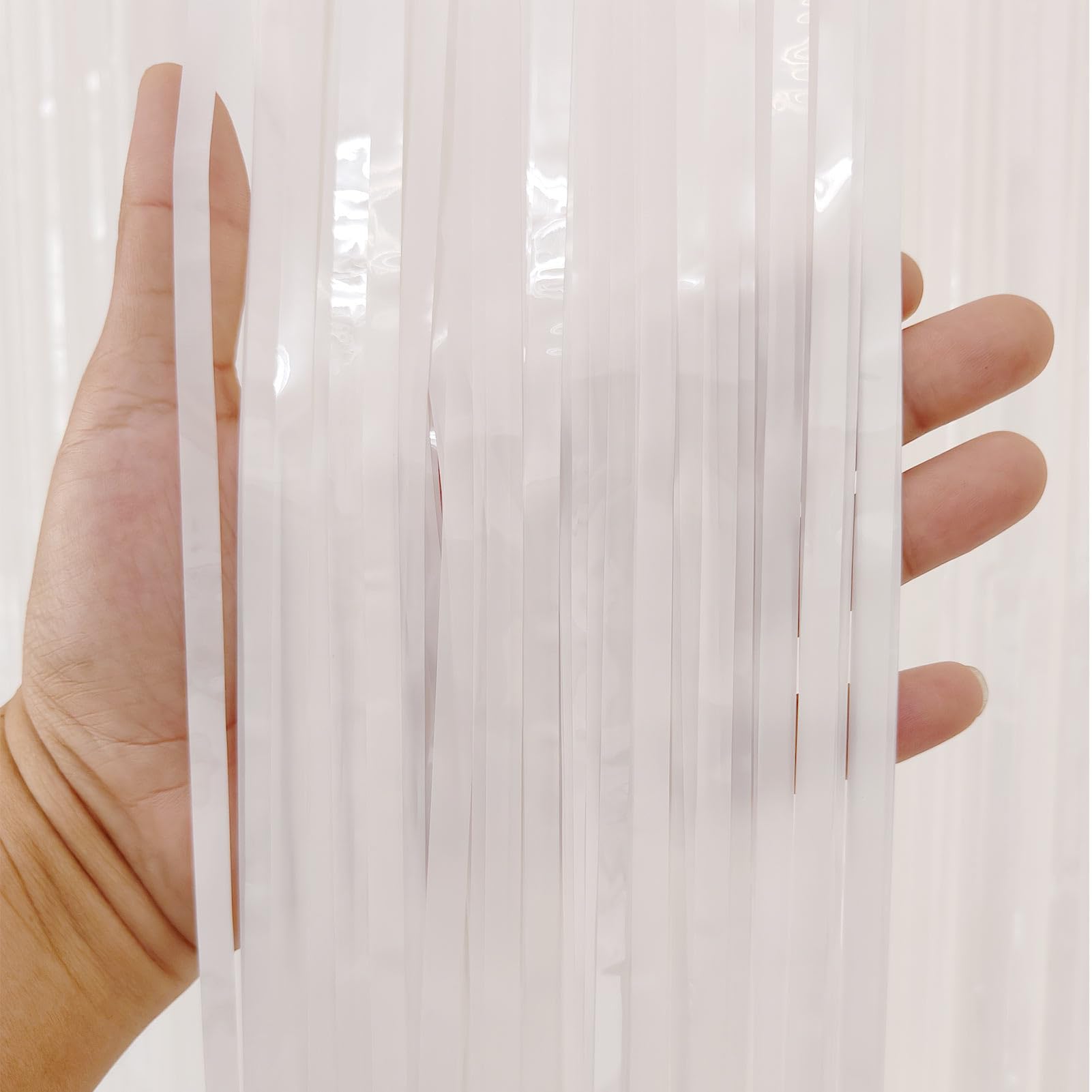 Eufars White Fringe Backdrop Curtains For Parties   4 Pack Of 3.2X8.2Ft White Streamers Curtain Photo Backdrop For Wedding Birth