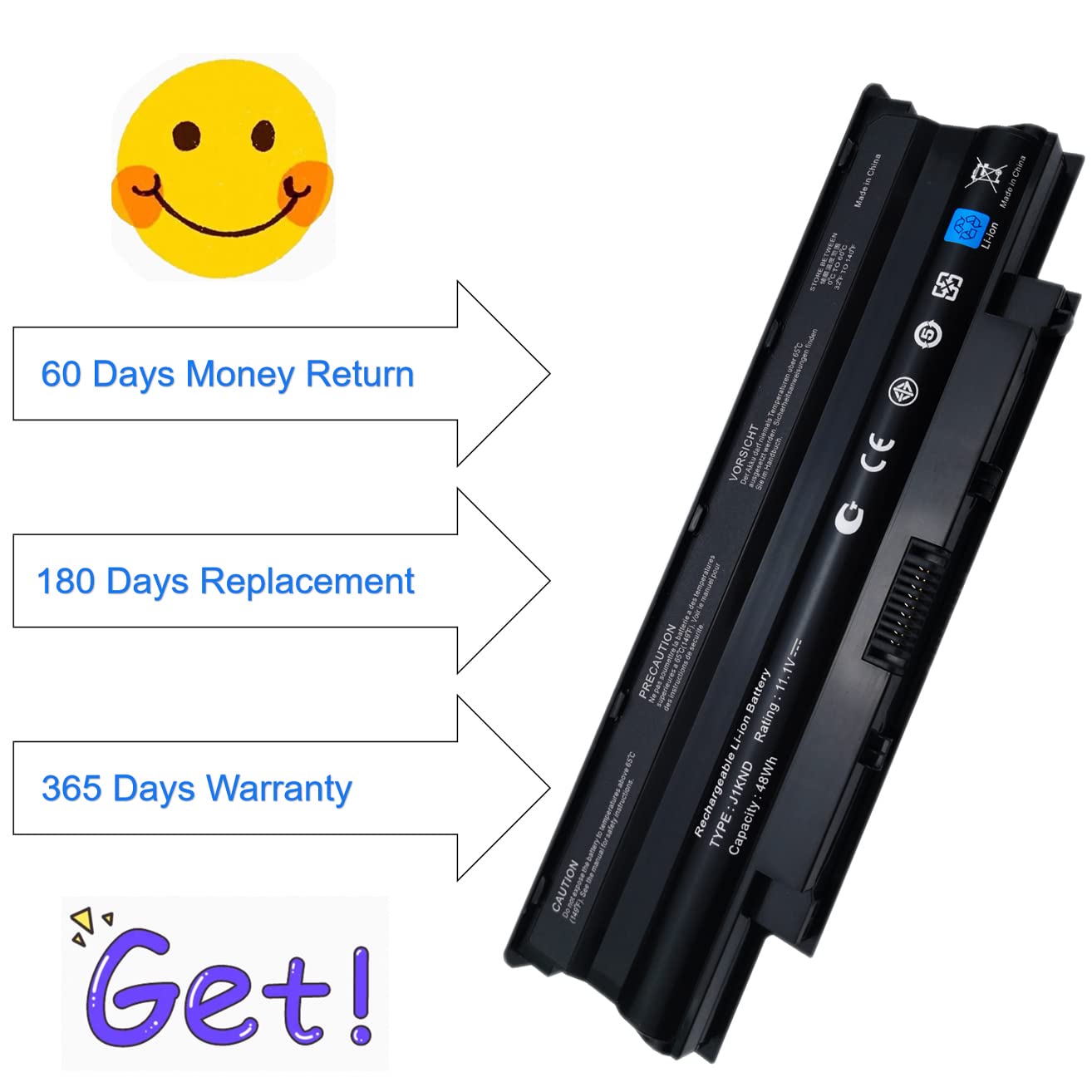 Xaocaige J1Knd Laptop Battery For Dell N5110 N5010 N5030 N5040 N5050 N7010 N7110 N4010 N4110 M5010 M5030 M5040 M5110 3420 3520 V