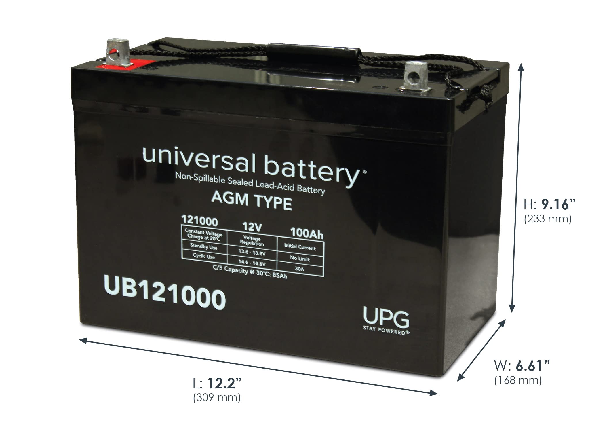 Upg Universal Power Group 12V 100Ah Solar Wind Agm Sla Deep Cycle Vrla Battery 12V 24V 48V