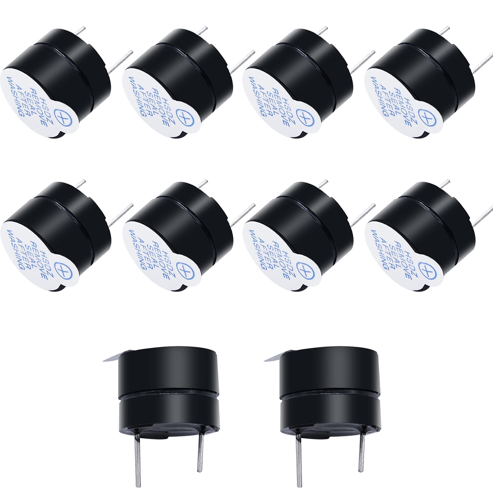 Mxuteuk 10Pcs Dc5V Black Mini Active Piezo Buzzers Electronic Buzzer Alarm Sounder Speaker Beep Tone, Fit For Computers Printers