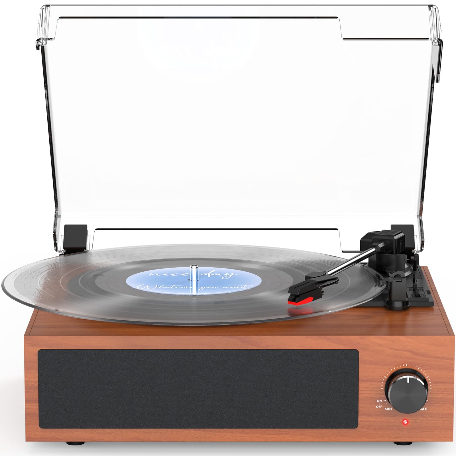 Vintage Record Player with Built-in Stereo Speakers Turntable Vinyls Records LP Phonograph Belt Drive 3 Speed 3 Size Support Wir