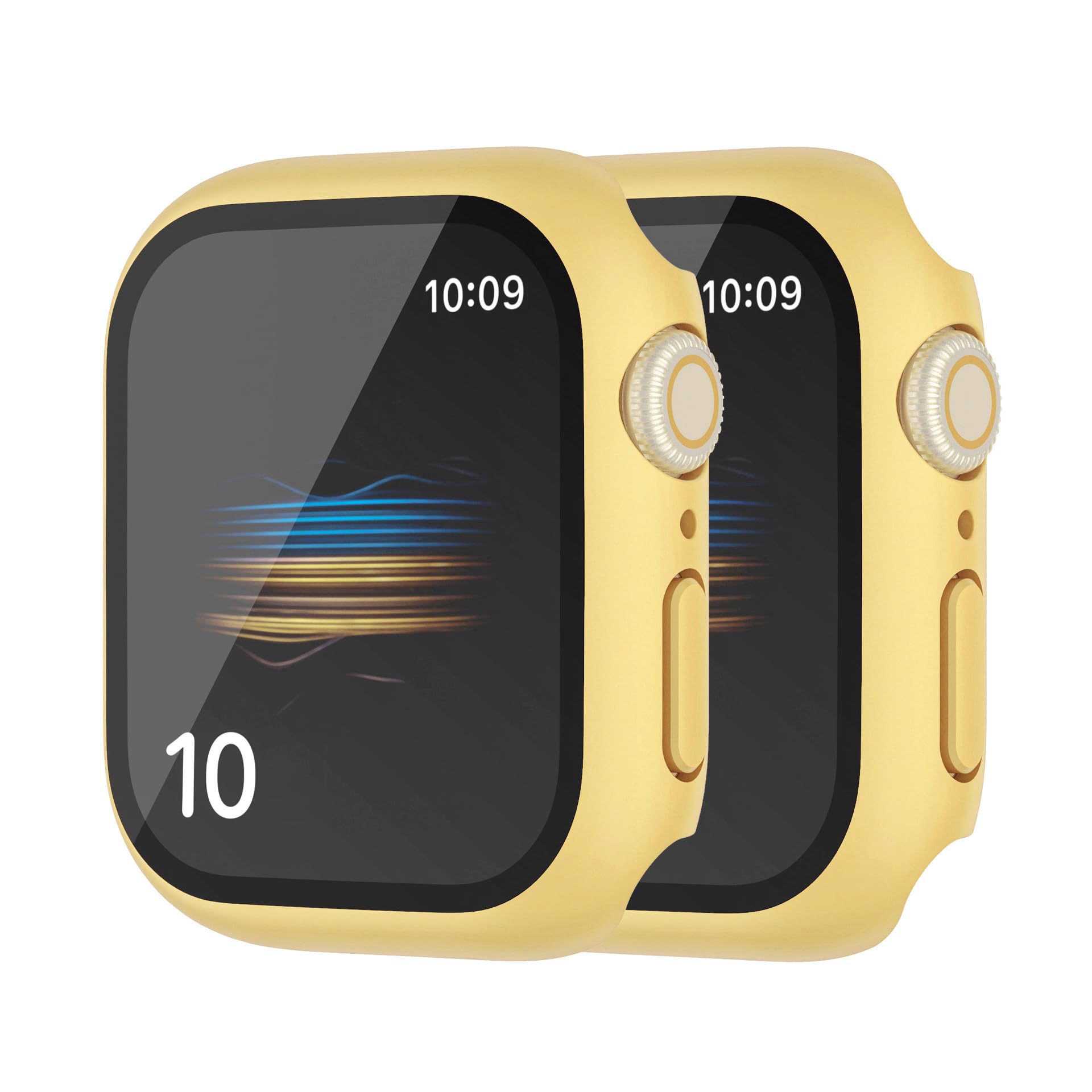 HANKN 2 Pack Hard Case for Apple Watch Series 9 8 7 41mm Tempered Glass Screen Protector Case, Full Coverage Button Shockproof C