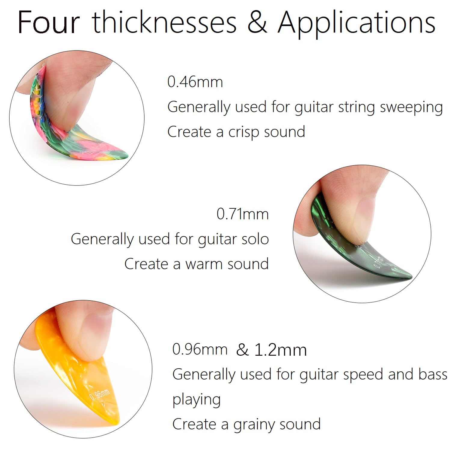 Celluloid Guitar Picks 15 Pack With Metal Box Includes Thin, Medium, Heavy & Extra Heavy Picks, For Acoustic Guitar Electric Gui