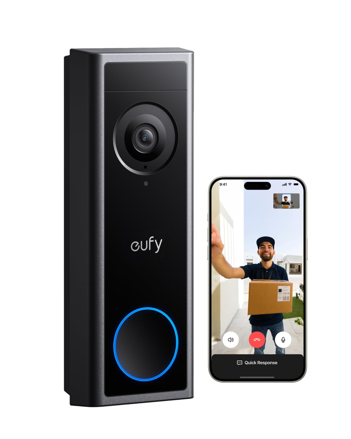eufy Video Doorbell C31, 2K FHD, Dual Power Options, Live Video Call, Easy Installation, Quick-Release Battery, 24/7 Recording, 