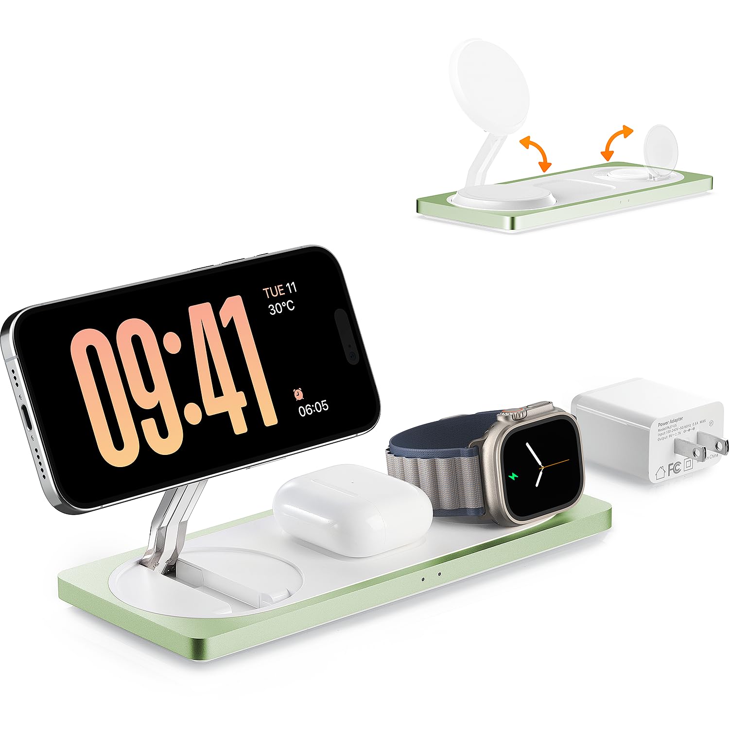 3 In 1 Charging Station For Apple Devices: Used For Iphone And Watch Charging Station With Magsafe Charger Stand, Wireless Charg