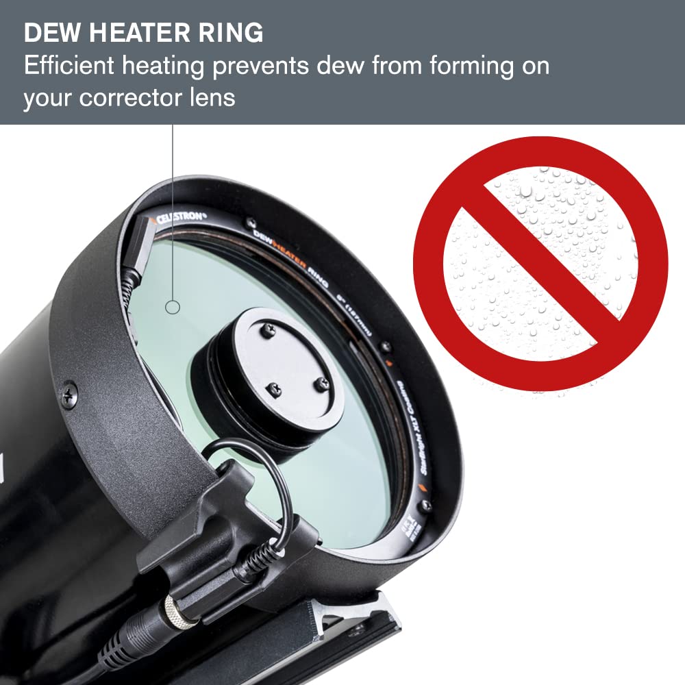Celestron   Dew Heater Ring   Aluminum Dew Prevention   Compatible 6    Schmidt Cassegrain Telescope Black