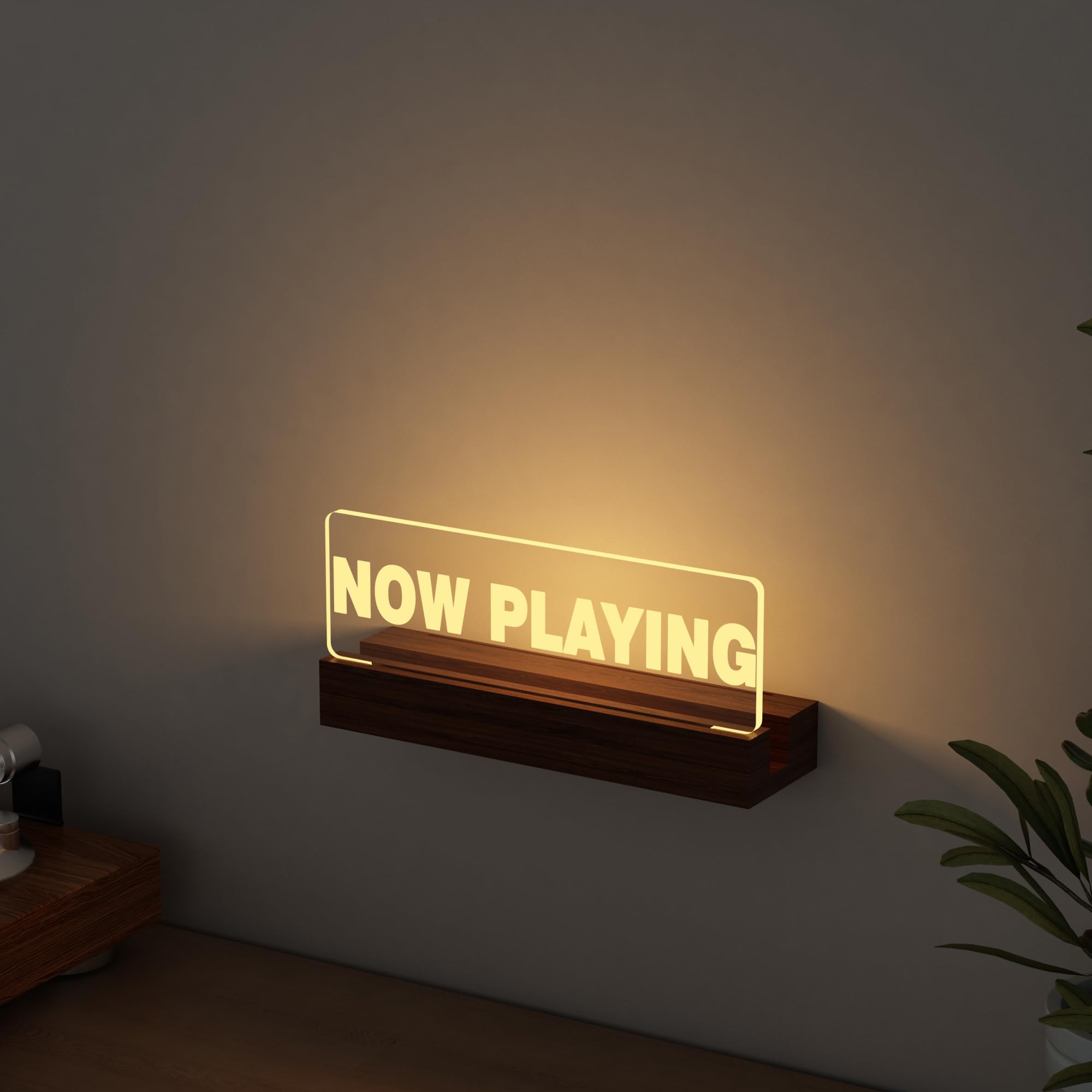 Ammonite Light Up Now Playing Vinyl Record Stand Wall Mount, Now Playing Record Player Stand, Wooden Acrylic Holder For Vinyl Al