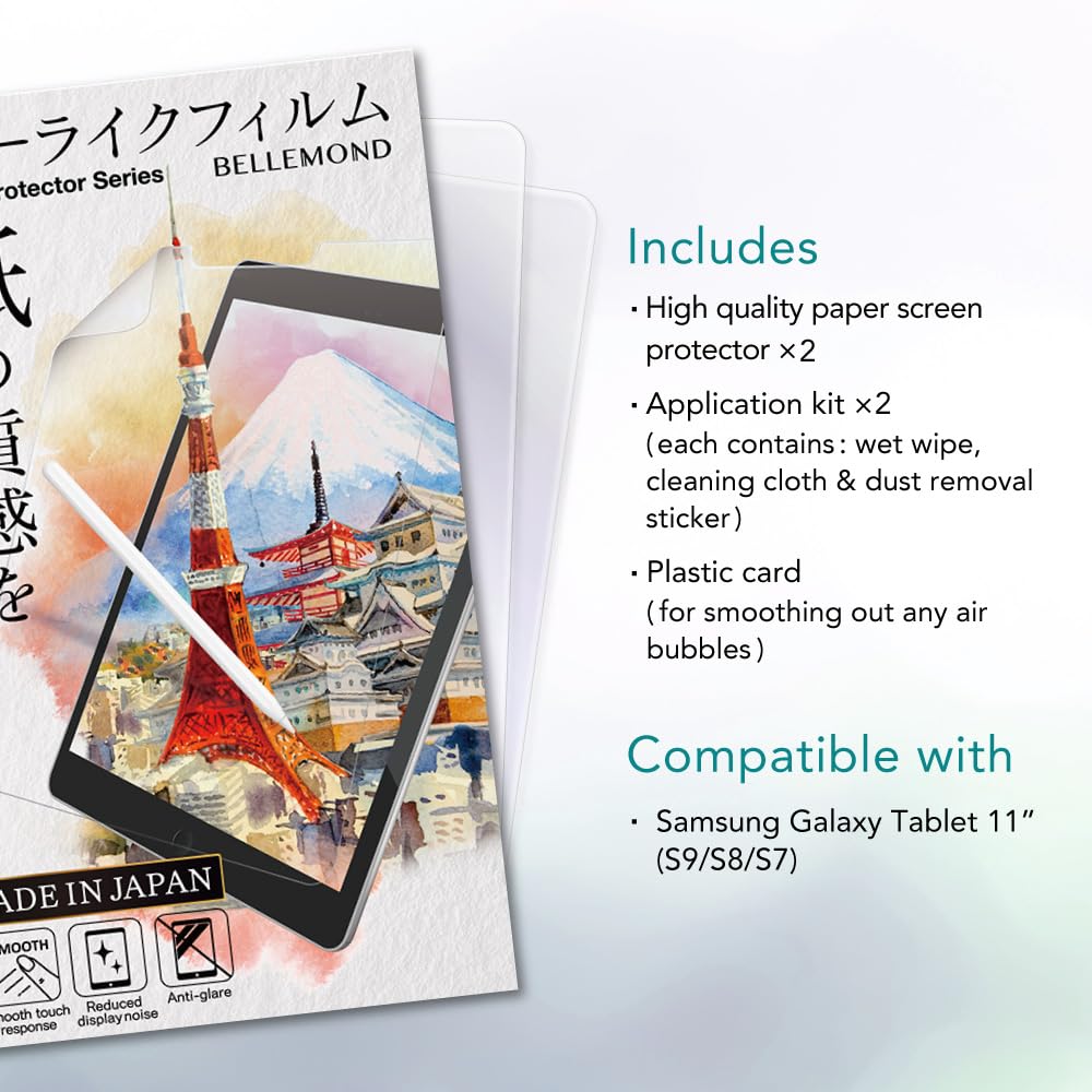 Bellemond   2 Pack   Made In Japan Paper Screen Protector Crafted Exclusively For Samsung Galaxy Tab S9 Fe/Tab S9 / Tab S8 / Tab