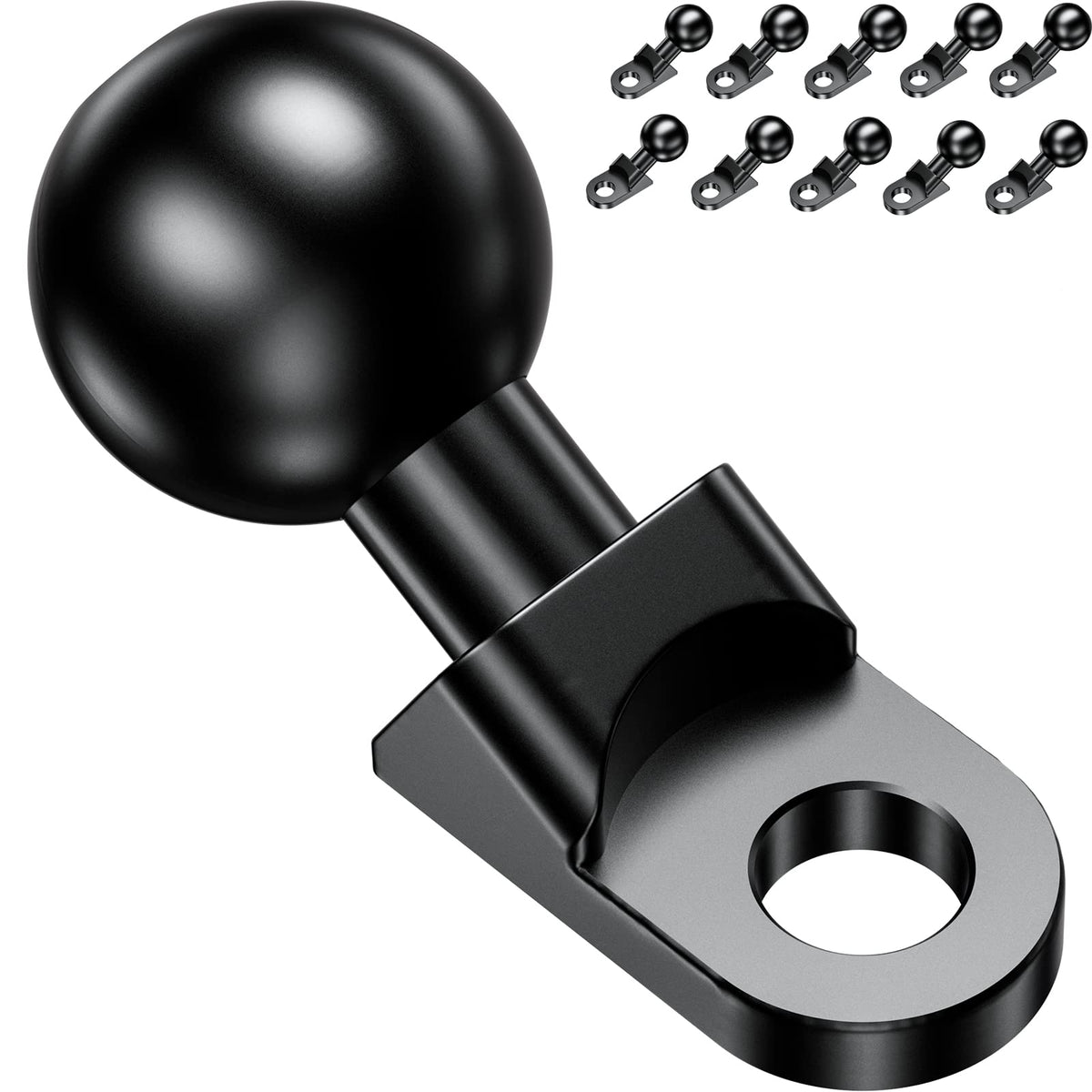 Brcovan 10 Pack, Aluminum Alloy Mount Base With 1'' Tpu Ball & 10Mm Mounting Hole, Angled Bolt Head Adapter Ball Base Compatible