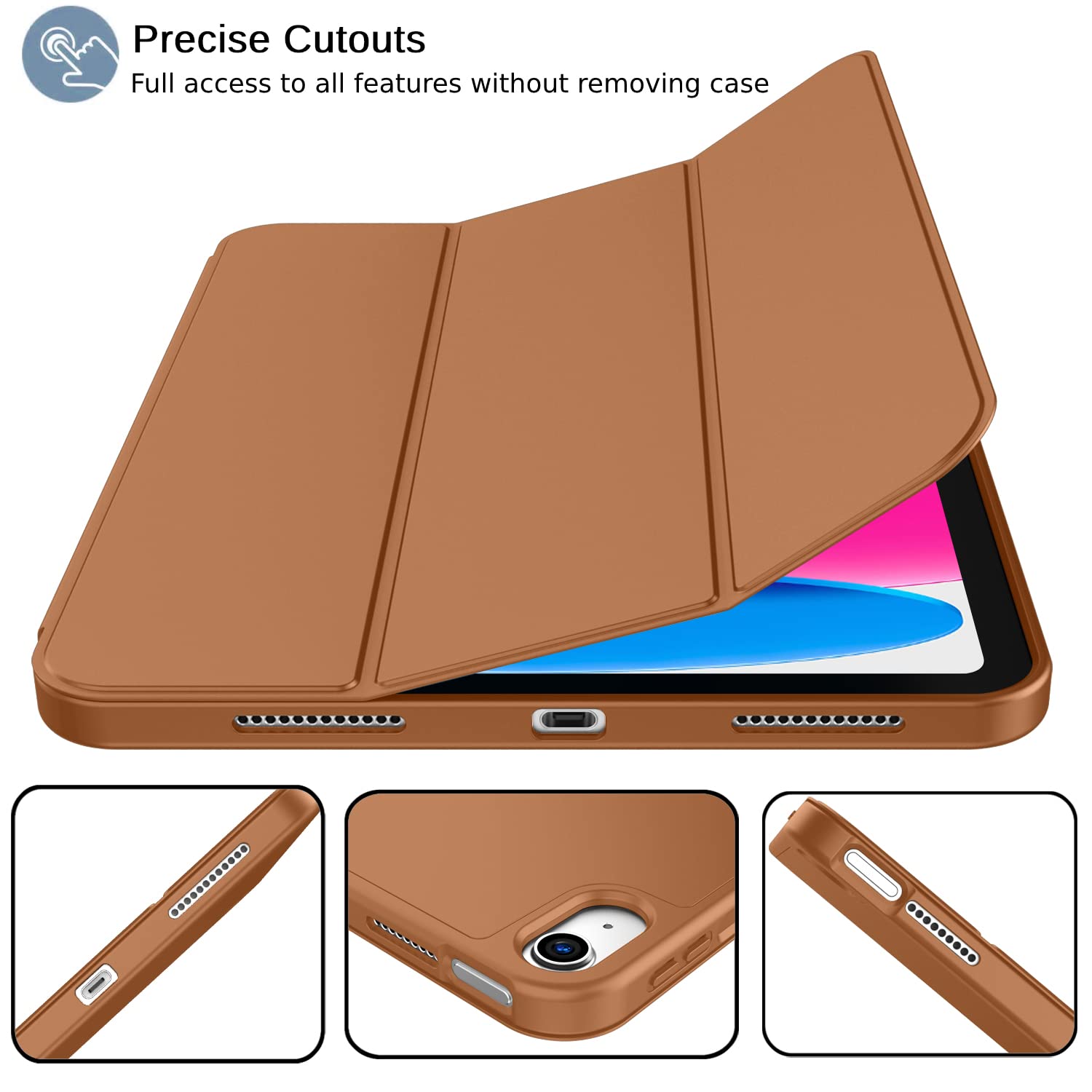 Imieet New Ipad 10.9 Inch Case 2022(10Th Gen) With Pencil Holder,Trifold Stand Smart Case With Soft Tpu Back,Auto Wake/Sleep(Bro