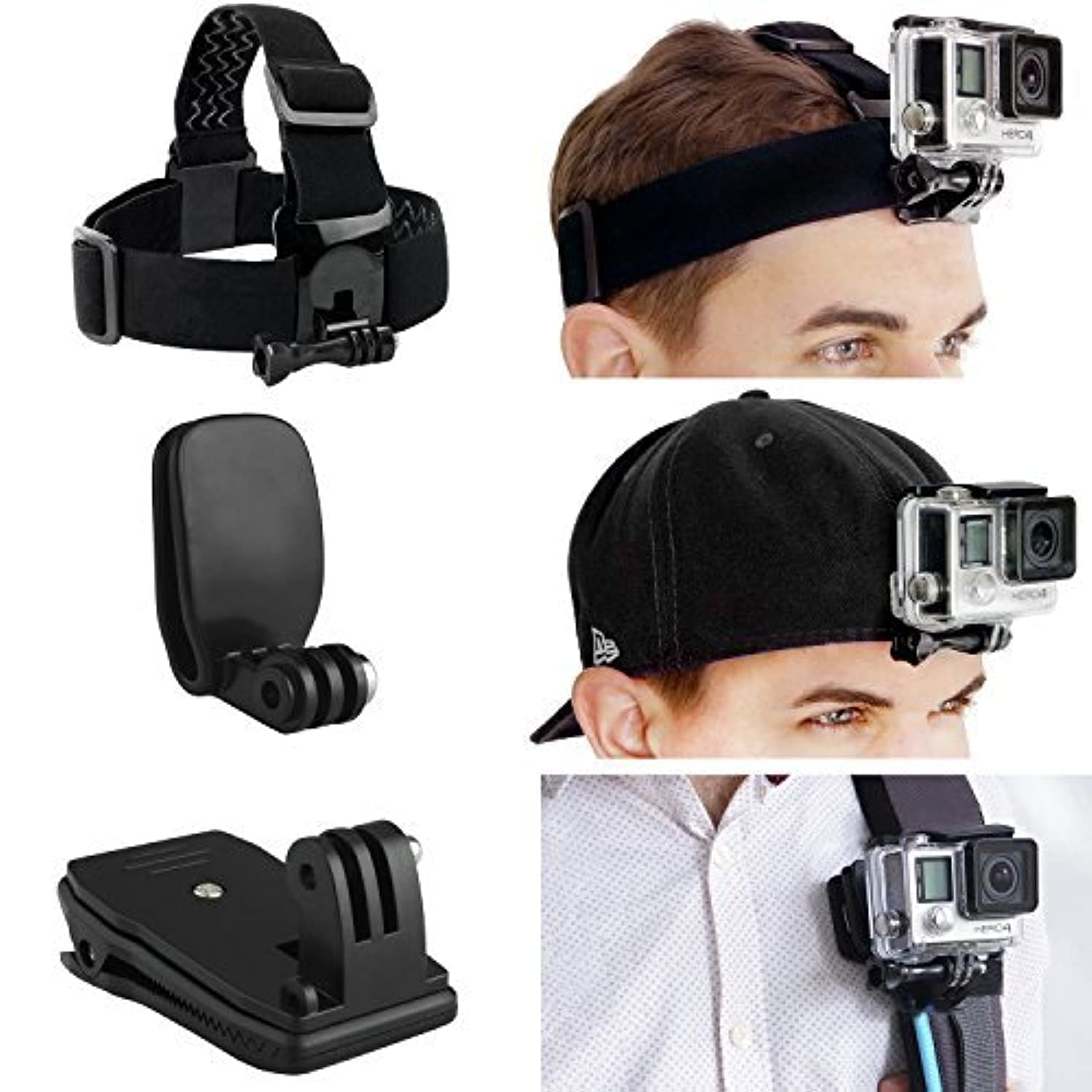 CamKix Head & Backpack Mount Bundle Compatible with GoPro Hero 13, 12,11, 10, 9, 8,7, 6, 5, Black, Session, Hero 4, Black, Silve