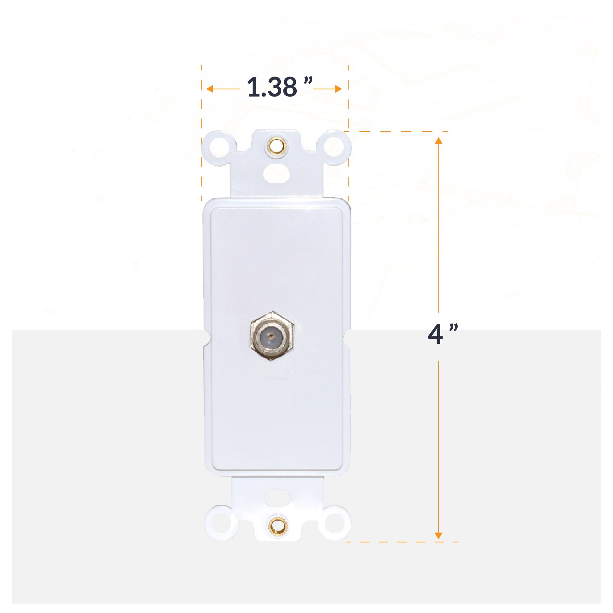 Newhouse Hardware Decora Cable Insert For Decorator Wall Plates, F Connector For Catv Video, White, 5 Pack