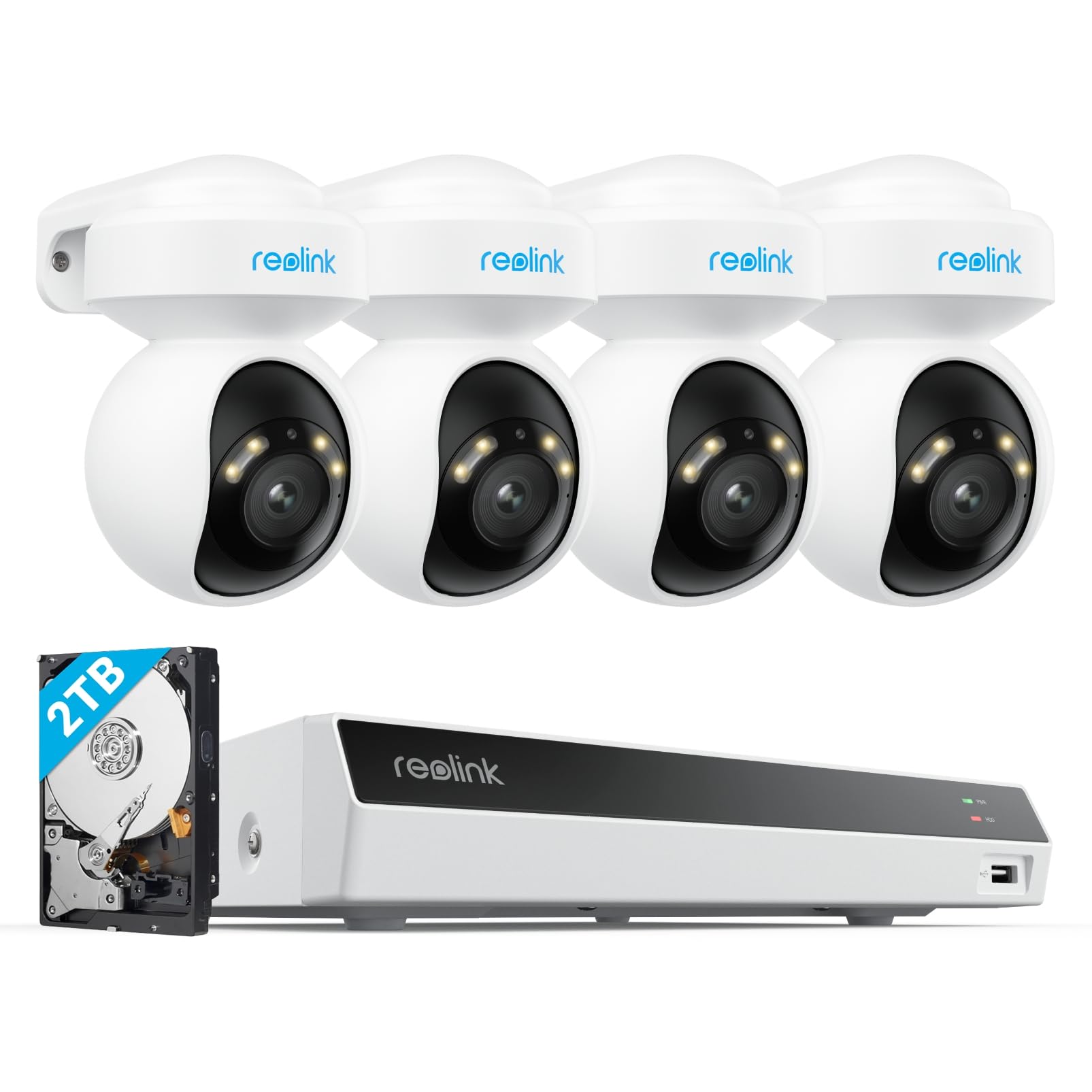 Reolink 4K Security Camera System with PT Auto-Tracking, 355Pan 50Tilt, 4K PoE Cameras Home Surveillance Wired Outdoor, Smart AI
