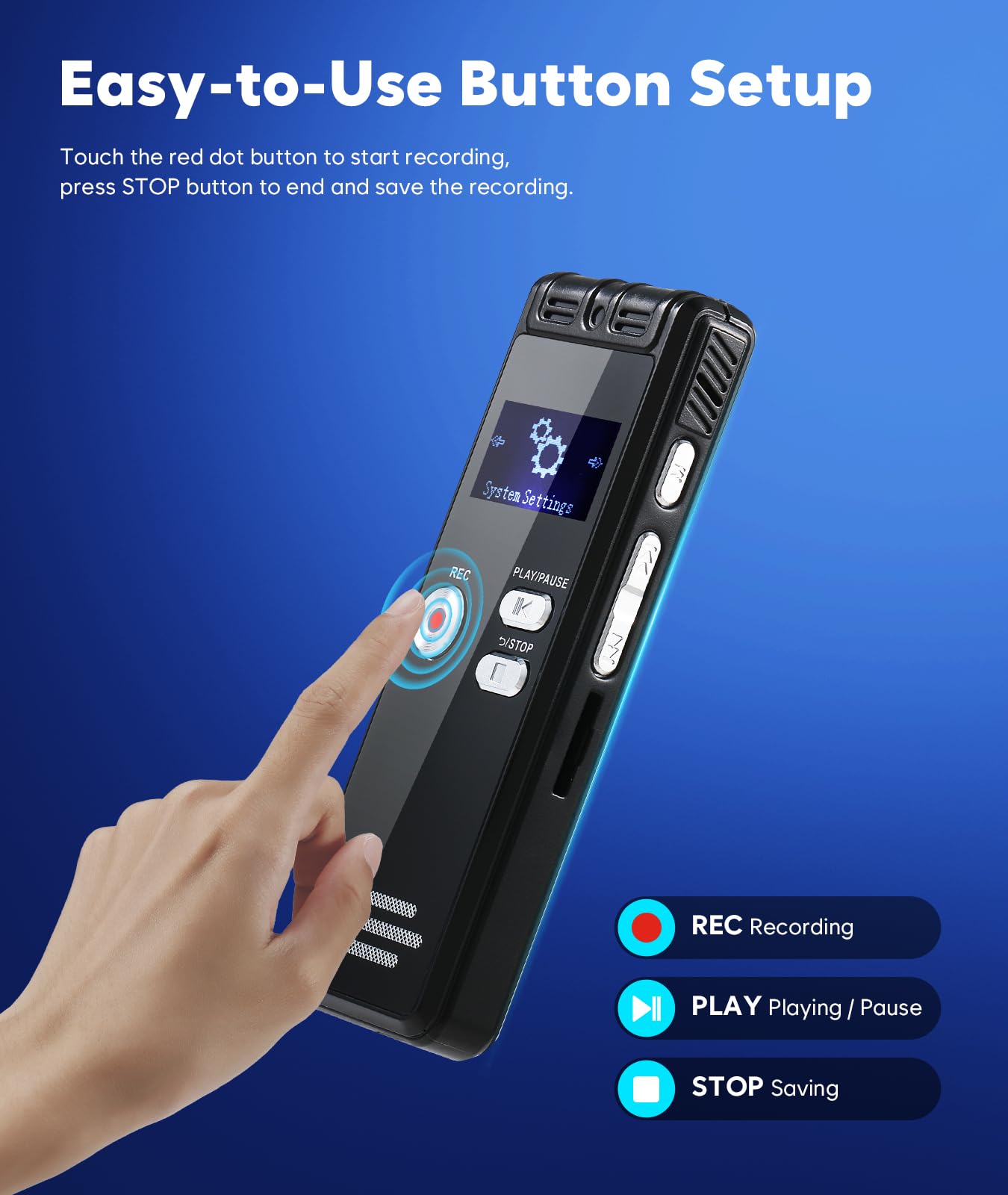 64Gb Digital Voice Activated Recorder With Playback - 3072Kpbs Hd Dual Mic Tape Voice Activated Recorder With Noise Reduction Fo