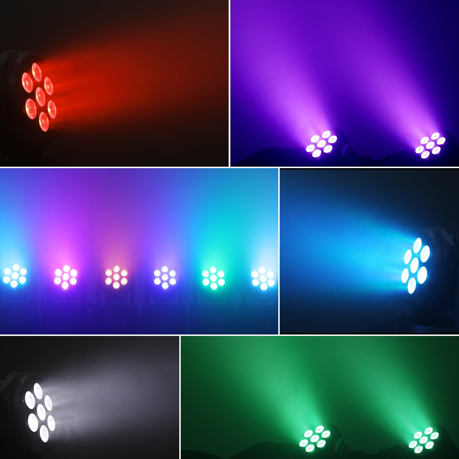 Seven Stars Dj Lights Moving Head 60W Light Stage Lighting Rgbw Dj Light 9/16 Channel Dmx 512 Spotlight For Bars, Disco, Church,