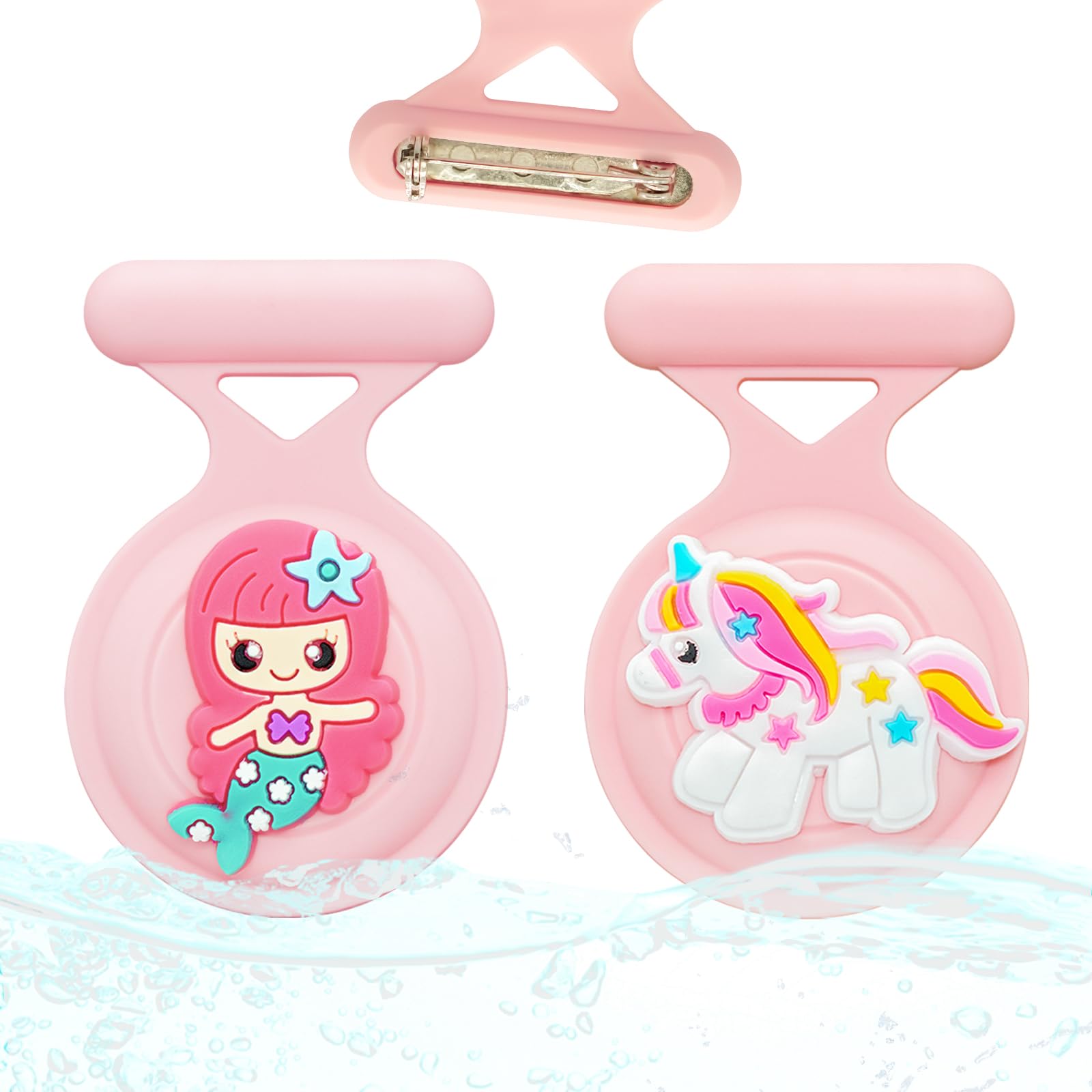 Xeewen For Airtag Holder Cute For Kids Waterproof, 2 Pack Airtag Case Cover With Pin Brooch For Girls (Unicorn Mermaid)