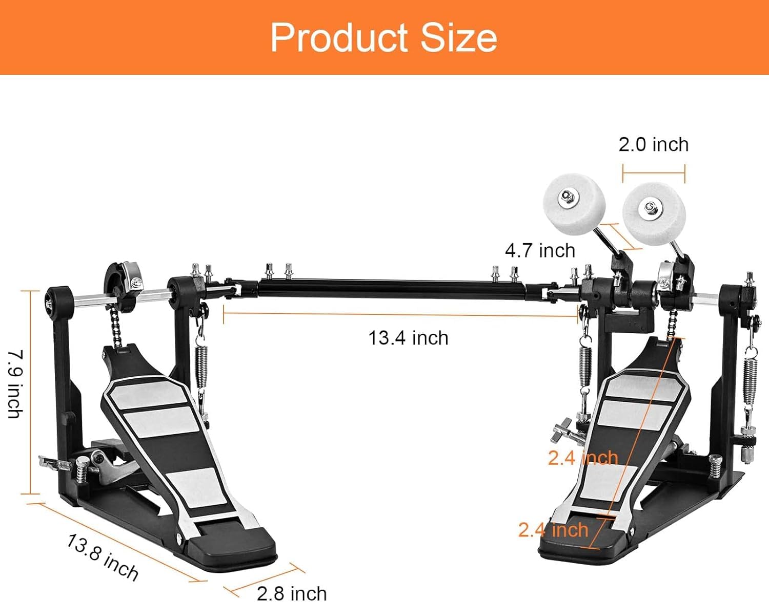 Tipatyard Double Bass Drum Pedals Double Drum Pedal For Drum Set Kit And Electronic Drums | Single Chain