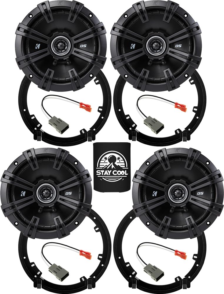 KICKER Speakers 6.5 inch for Honda Accord 2008-2022 Upgrade Kit - 4 Pack of DS Series with Adapters and Harness, Coaxial 6 1/2 C