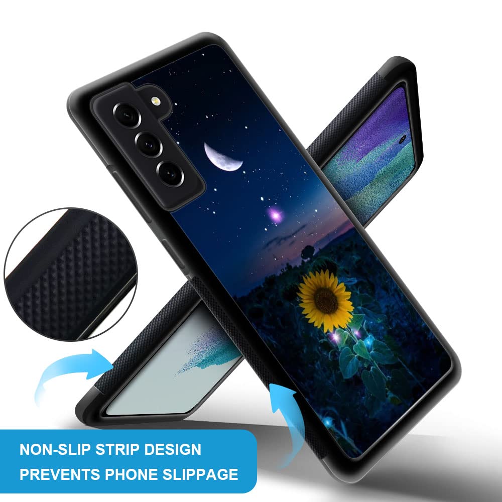 ZHEGAILIAN Samsung Galaxy S23 Phone Case Shockproof Non-Slip TPU PC Bumper Cover Sunflower Moon Starry Sky 6.1 inch