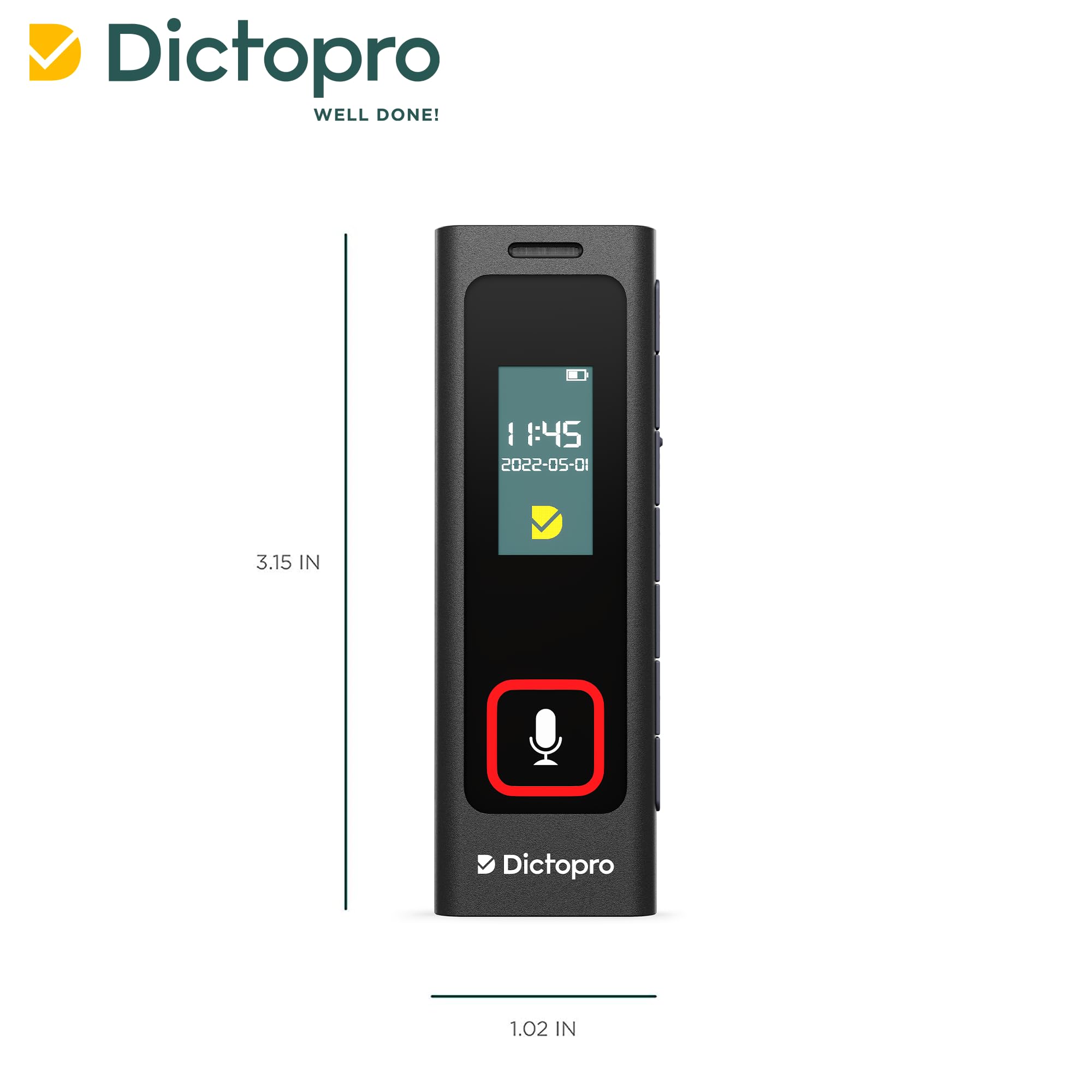 Dictopro X200   Digital Voice Recorder With Sensitive Microphones, Voice Activated Continuous Recording, Password, Mini Dictapho